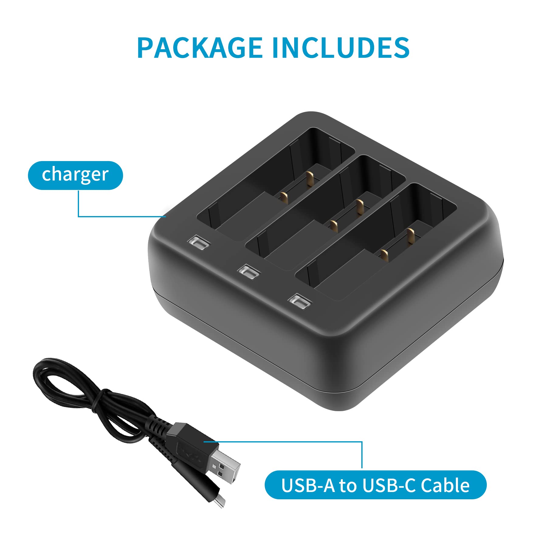 DJI Osmo Action 3/4 Battery Charger - 3-Port Fast Charging Station with LED Indicators | Power Hub for DJI Action Cameras | Perfect for Travel, Vlogging & Outdoor Adventures