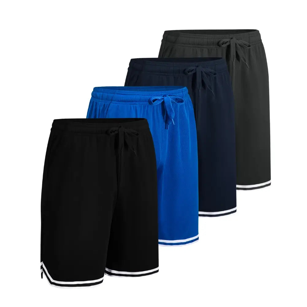 4 Pack Men's Quick Dry Athletic Shorts with Side Pockets - Lightweight Workout Running Gym Basketball Sports Shorts for Active Lifestyle