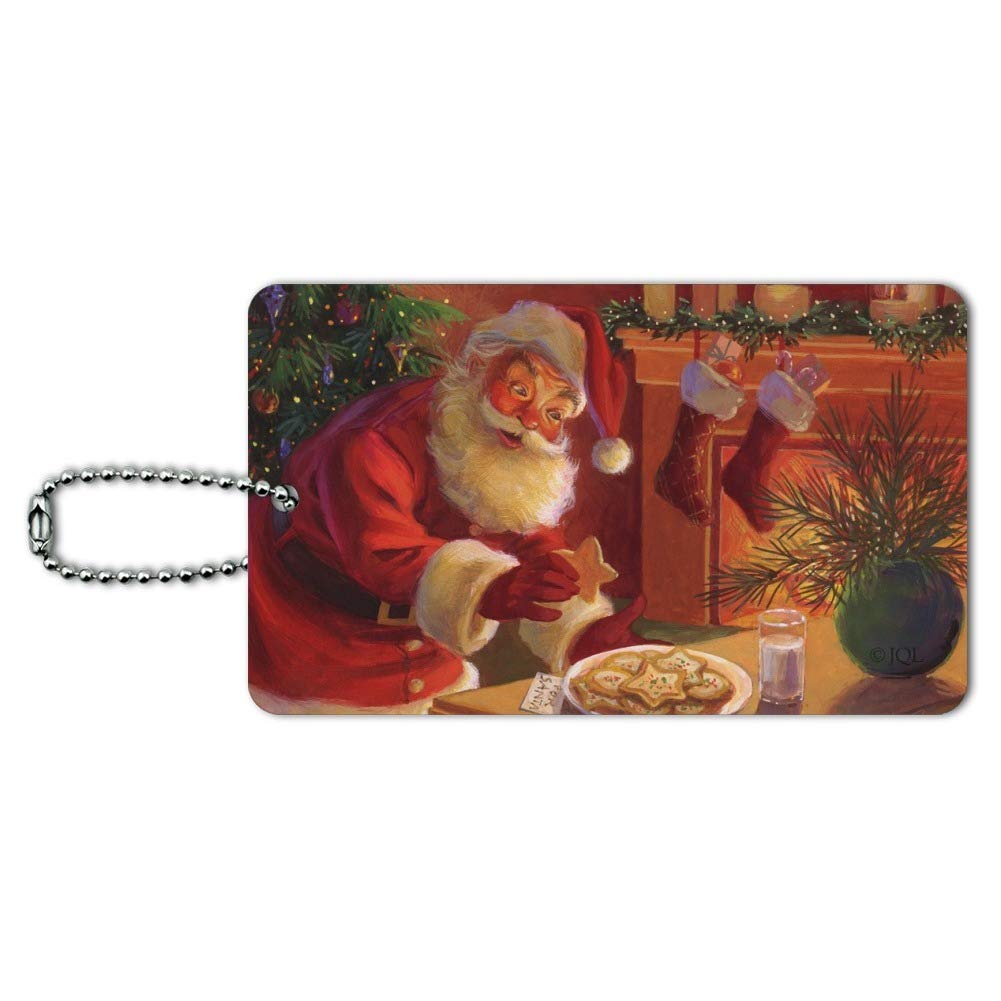 Santa Milk and Cookies Luggage Tag - Christmas Holiday Suitcase ID Tag for Carry-On Bags - Perfect for Travel Gifts & Holiday Decorations