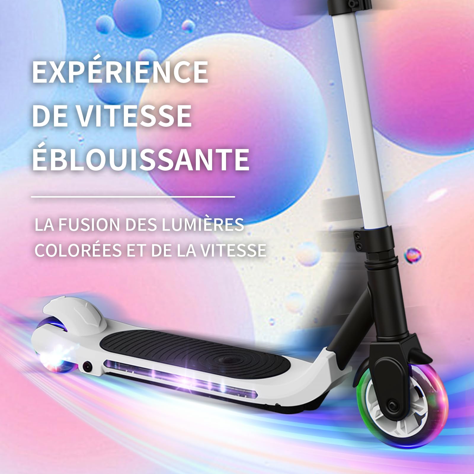 KHHK Kids Electric Scooter - 5 Inch Solid Rubber Tires, Adjustable Height, 60W Motor, 8 km/h Max Speed - Perfect for Commuting to School & Neighborhood Rides