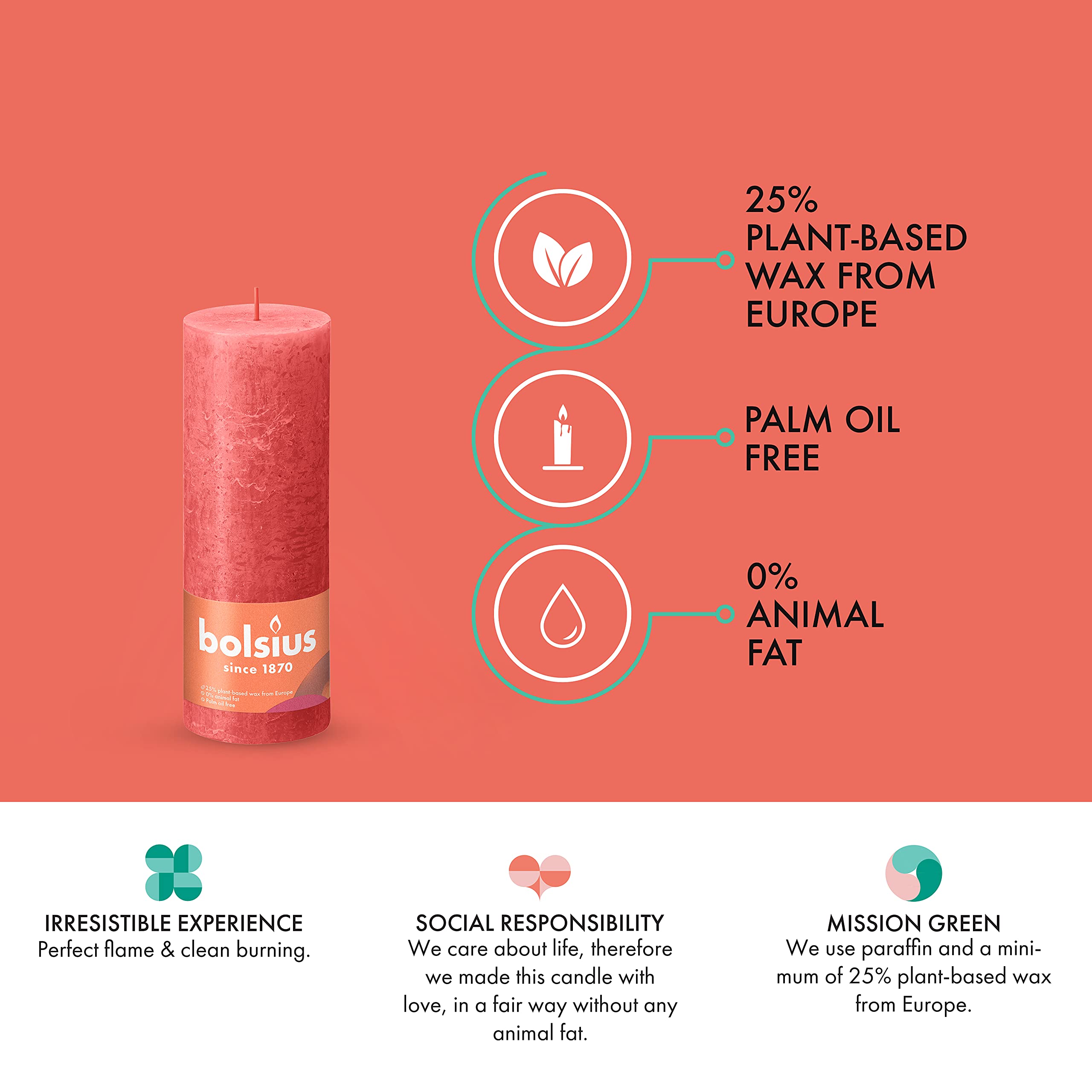 BOLSIUS 4-Pack Blossom Pink Rustic Pillar Candles - 2.75