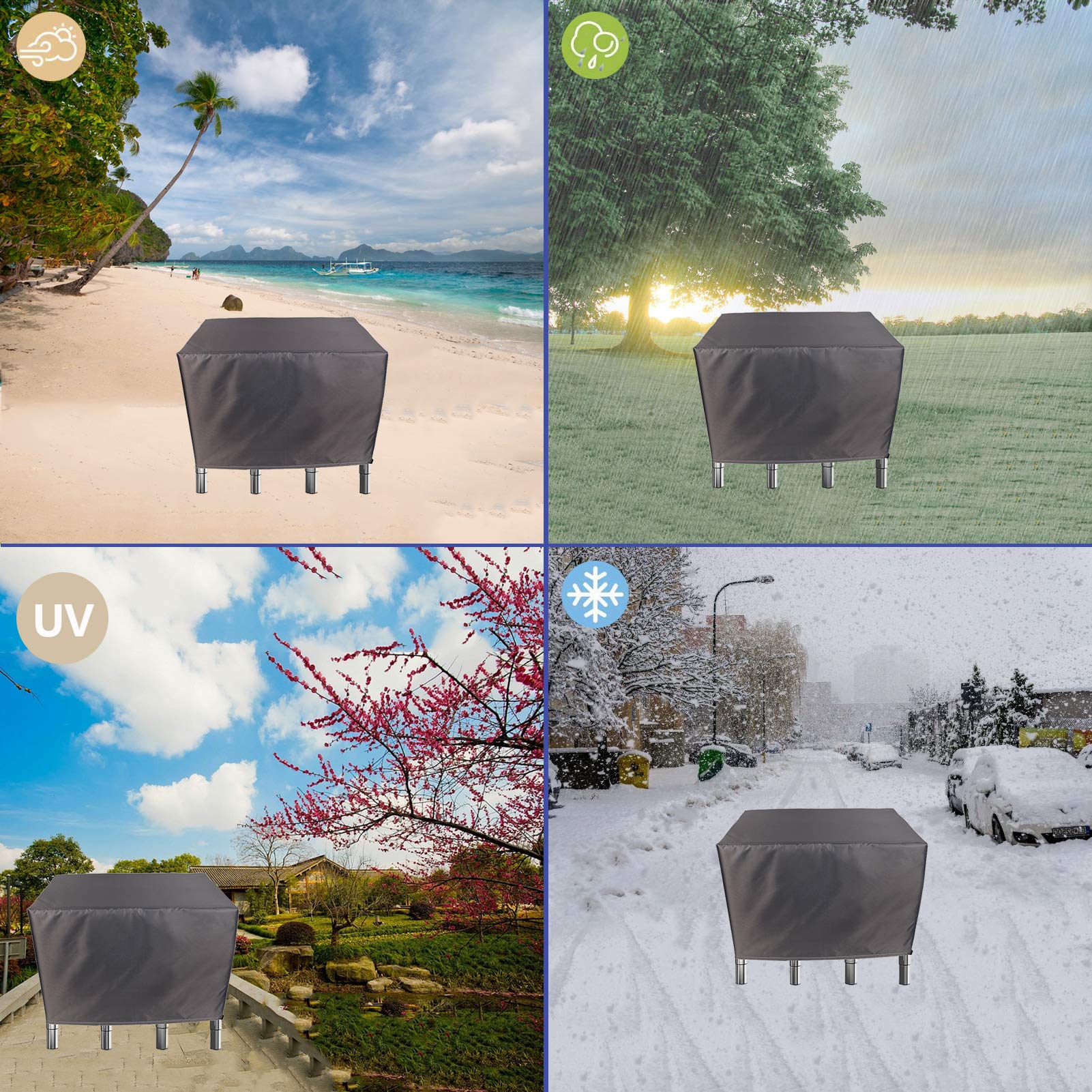 59×59×30 Inch Waterproof Patio Furniture Covers - Heavy Duty Rectangular Outdoor Table & Chair Set Protector for Garden, Dustproof & Windproof - Perfect for Backyard, Deck, and Poolside Furniture Protection