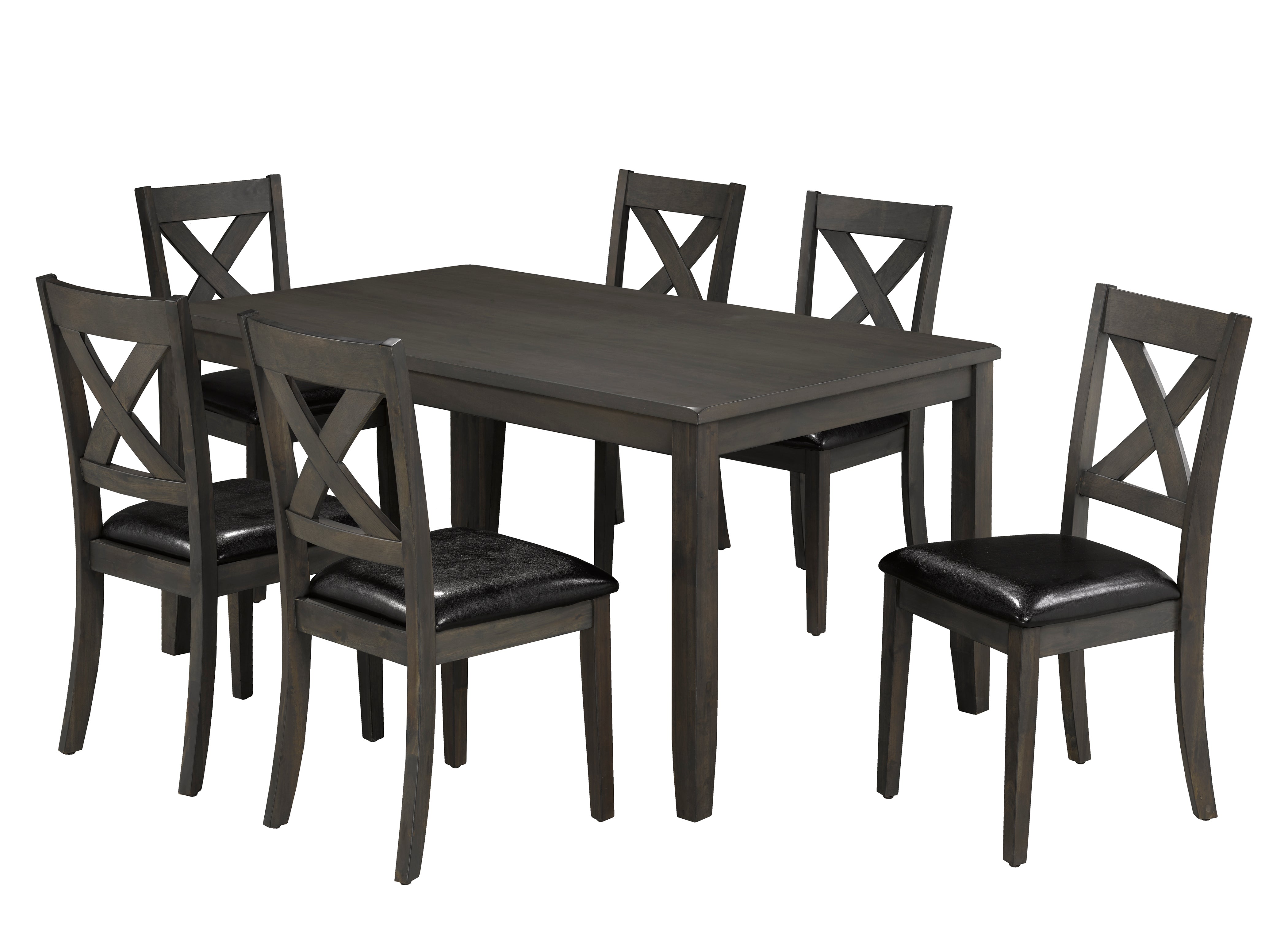 7-Piece Modern Grey Dining Set - Elegant Table & Chairs for Kitchen, Dining Room, or Outdoor Entertaining