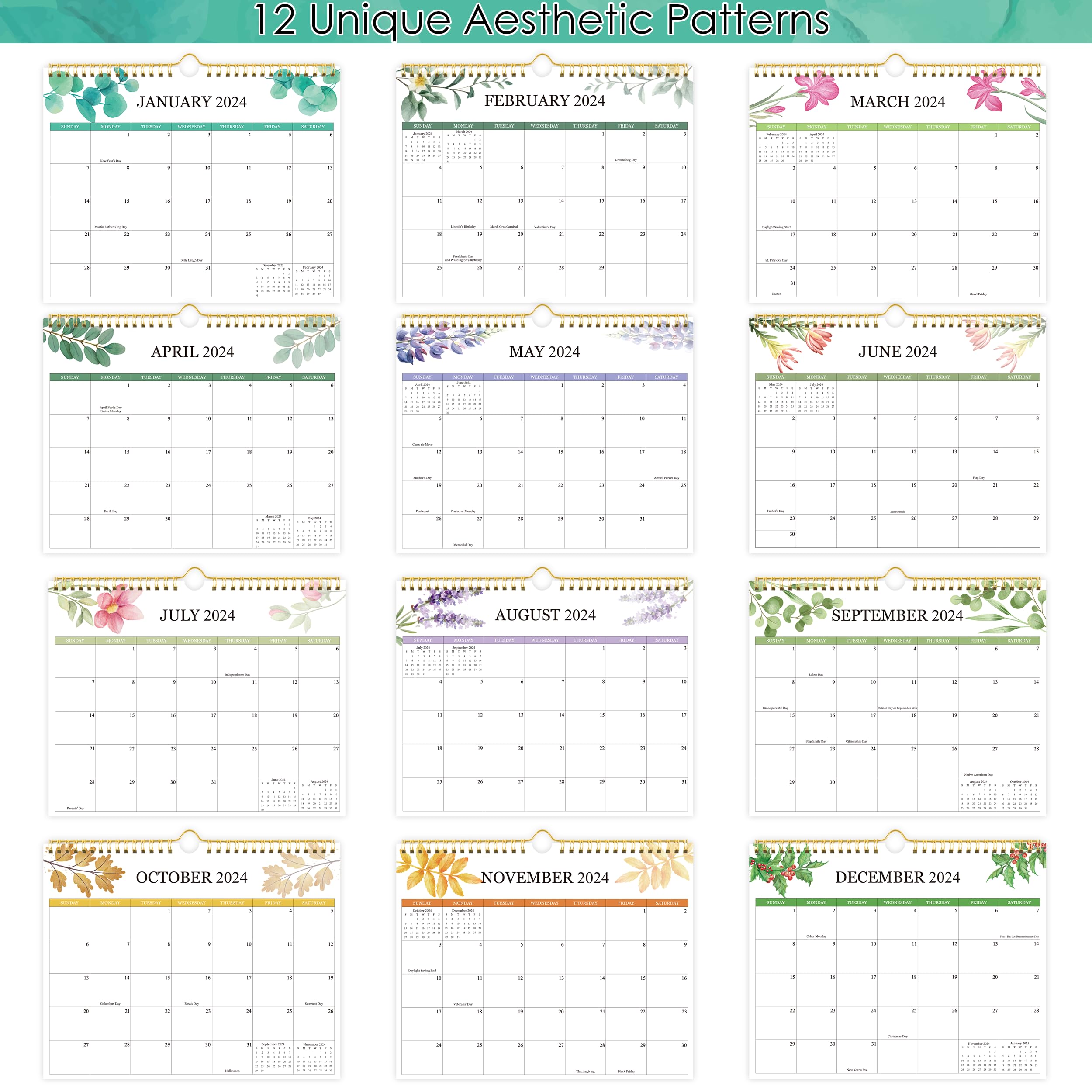 2024-2025 Wall Calendar - 18 Month Planner from January 2024 to June 2025 | Large Monthly Organizer for Home & Office | Perfect for Scheduling, Goal Tracking & Productivity