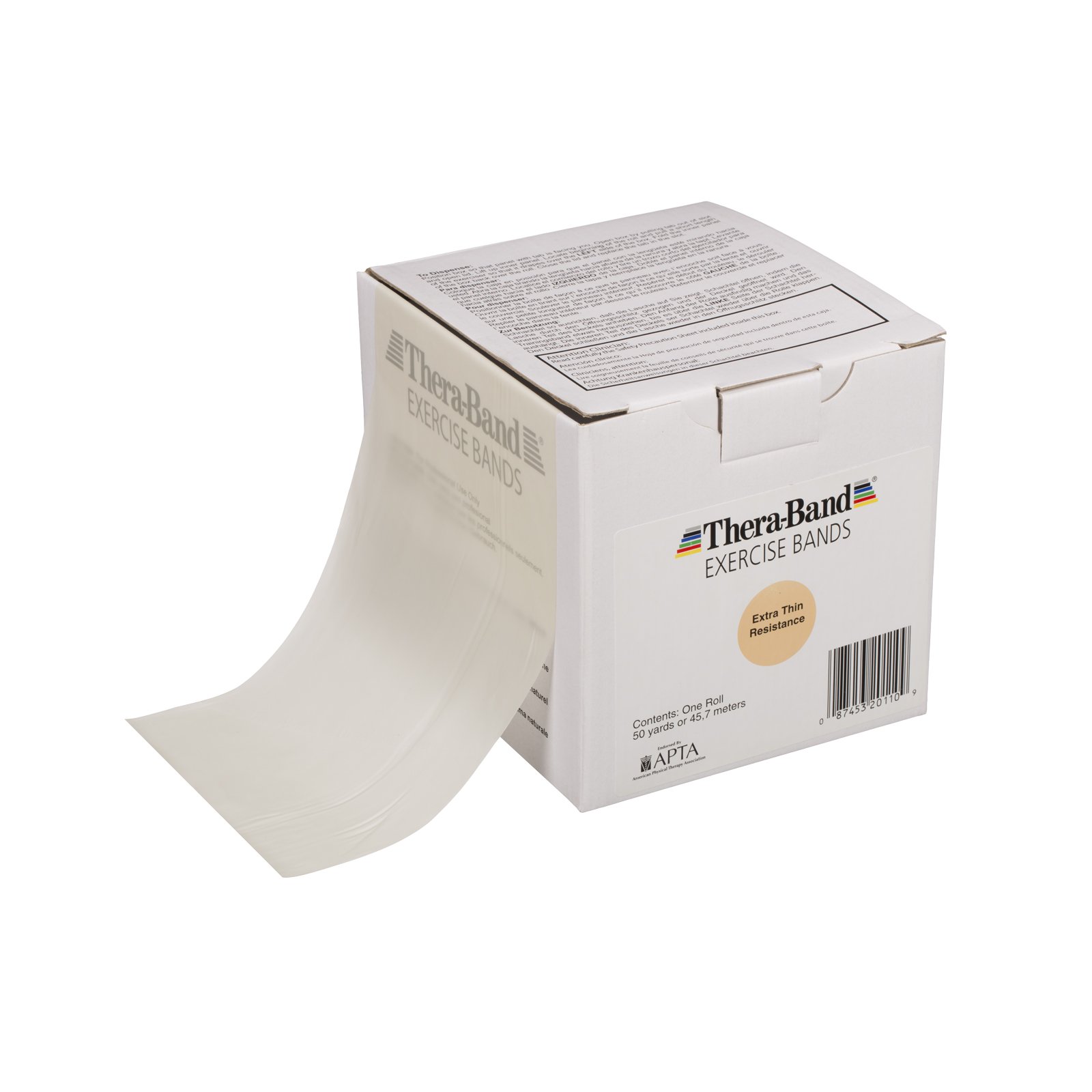 THERABAND Resistance Bands - 50 Yard Roll Professional Latex Exercise Bands for Strength Training, Physical Therapy, Pilates & Home Workouts | Extra Thin Tan Elastic Bands (Beginner Level 1) | Perfect for Upper Body, Lower Body & Core Exercises, Rehabilitation & Fitness Training