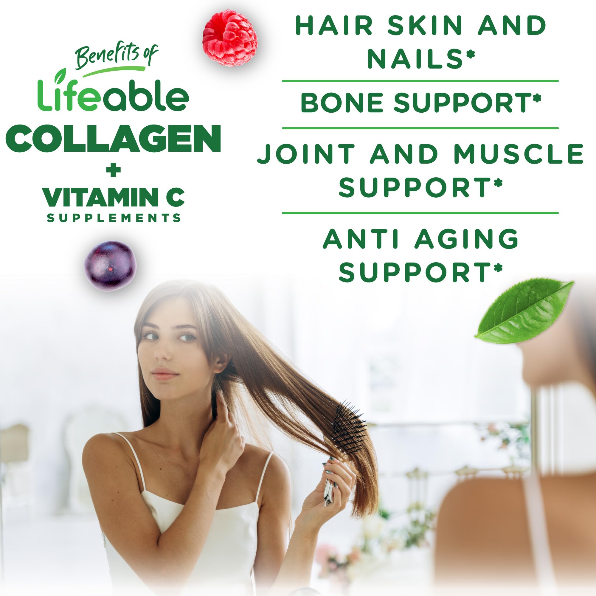 Lifeable Collagen Peptides Gummies with Vitamin C – 100mg Per Serving | Delicious Hair, Skin & Nails Supplement for Adults | Vegetarian-Friendly Collagen Boost | 90 Count | Perfect for On-the-Go Wellness & Beauty Support