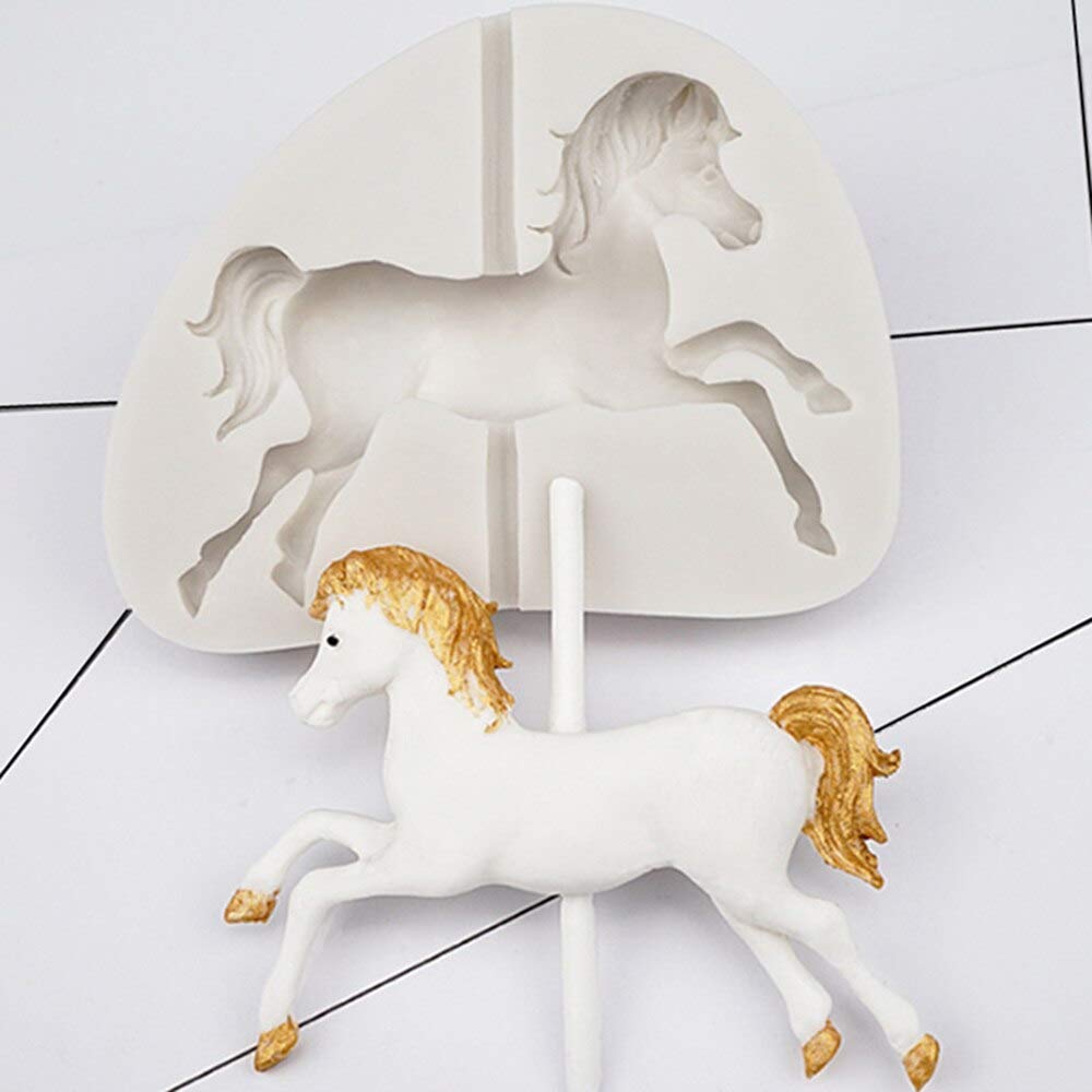 ATX Carousel Horse Silicone Mold for Cake Decorating - Fondant, Gum Paste & Sugar Craft Tool - Perfect for Birthday Cupcakes, Wedding Cakes & DIY Dessert Toppers - Baking & Candy Making Essential