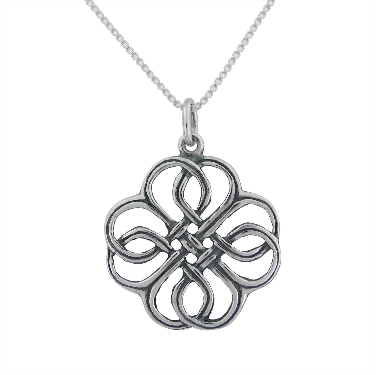 Celtic Clover Charm Necklace - Sterling Silver Woven Flower Pendant for Women | Perfect for St. Patrick's Day, Irish Weddings & Everyday Elegance