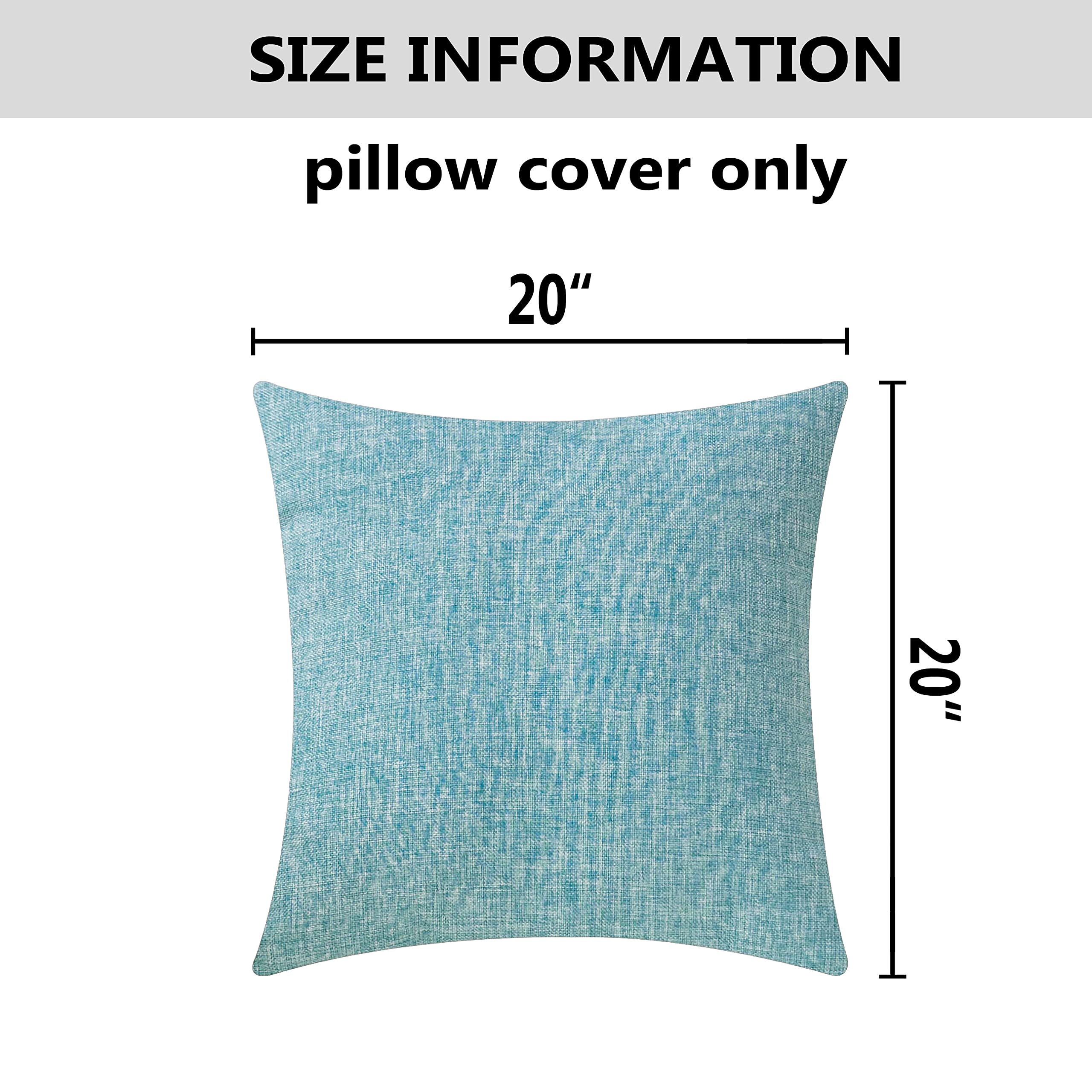 Premium Teal Linen Pillow Covers 20x20 Inches (50x50cm) - Textured Decorative Throw Pillow Cases for Sofa, Bed & Living Room - Home Decor Accent for Modern & Cozy Spaces