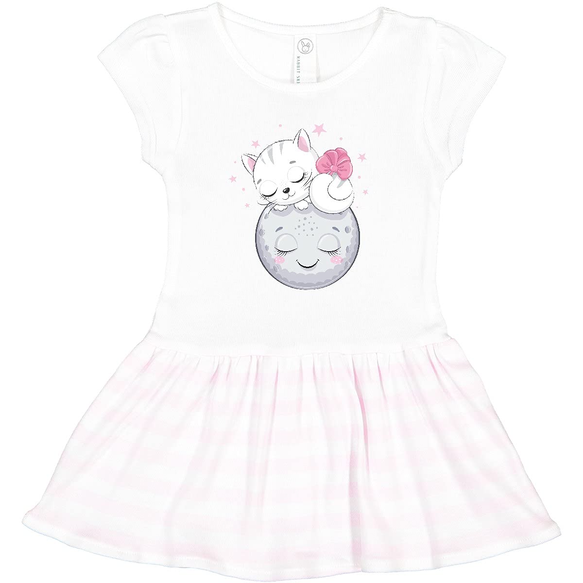 Inktastic Cat on The Moon Toddler Dress - Cute Space Cat Print Baby Girl Outfit for Playdates & Birthday Parties