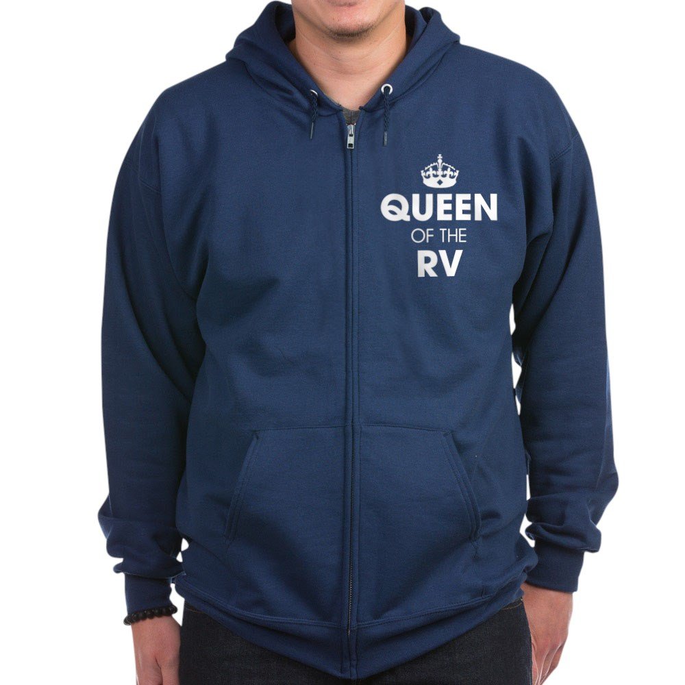 Queen Of The RV Zip Hoodie - Dark Heather Fleece Pullover for Women | Cozy & Stylish RV Camping & Outdoor Adventures