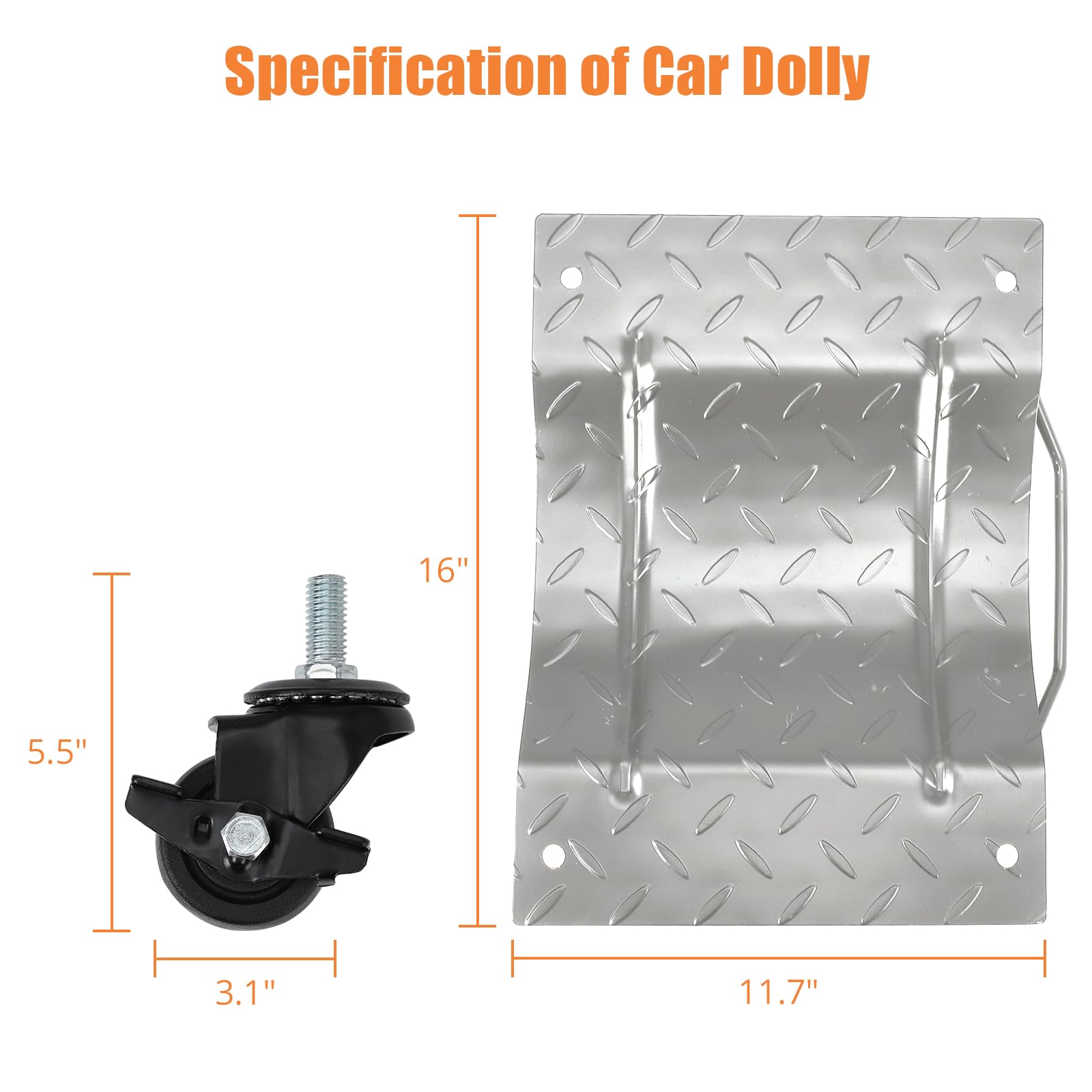 Upgraded Towallmark 4-Pack Car Dolly with Nylon Wheels - 6000lbs Capacity, 360° Rotating Vehicle Wheel Dollies for Moving Cars, Trucks, Trailers & Motorcycles (Silver) - Perfect for Garage Storage, Auto Repair Shops & Vehicle Maintenance