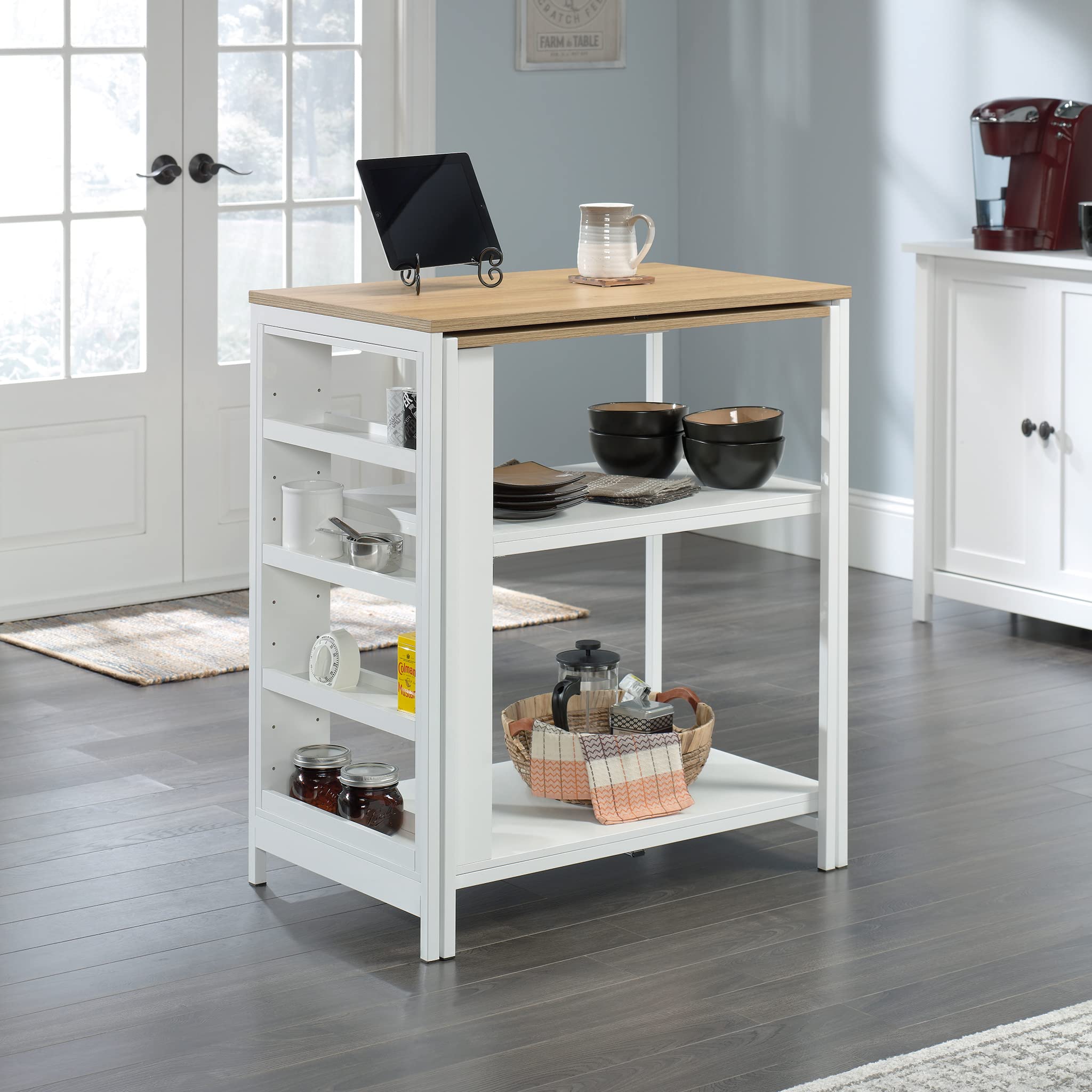 Sauder White Kitchen Island with Storage, 31.5