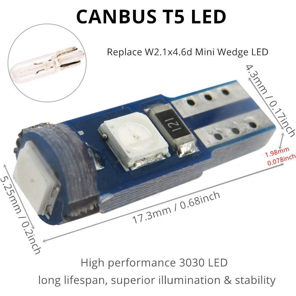 BlyilyB Blue LED Bulb T5 2721 37 74 Wedge & T10 194 168 PC194 PC195 PC161 PC158 with Twist Lock Socket - Perfect for Dashboard Cluster Lights, Interior Car Lighting, and Instrument Panel Replacement