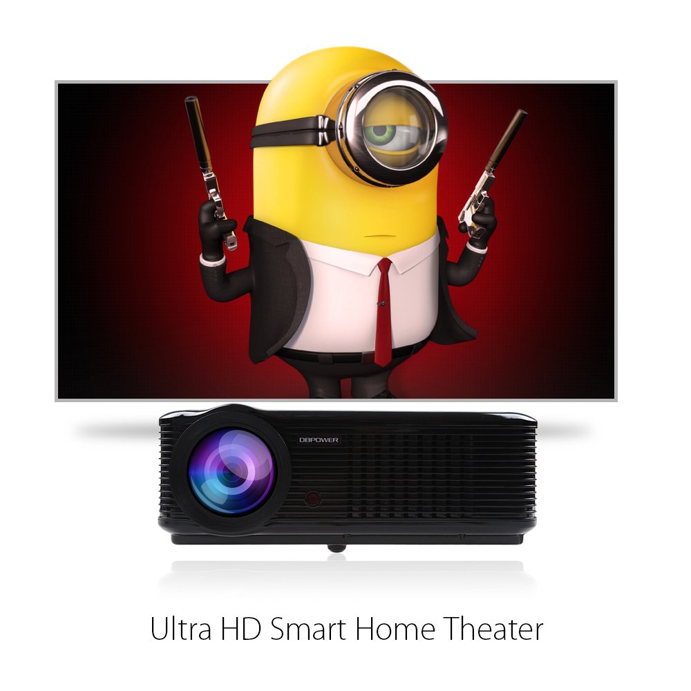 DB Power LED-66 Full HD 1080P Home Theater Projector - 4K Support, 5000 Lumens, Built-in Speakers for Movies, Gaming, Business Meetings & Classroom Teaching | Portable Outdoor Movie Projector (Black) - Perfect for Home Cinema, Backyard Parties, Office Presentations & School Lessons