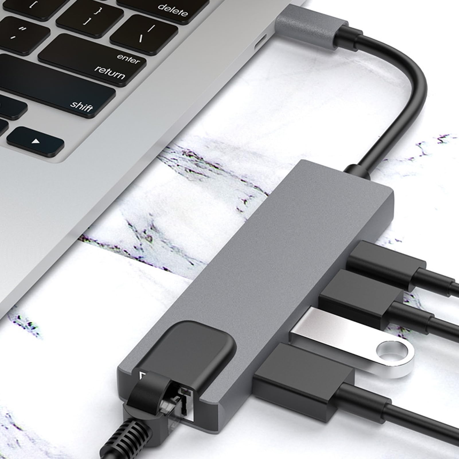 OUKENS 5-in-1 USB C Hub with HDMI, USB 3.0 Ports, 4K HDMI & 100W PD - Aluminum Alloy Multi-Port Adapter for MacBook Pro/Air, iPad Pro, Dell XPS - Perfect for Home Office, Remote Work & Travel