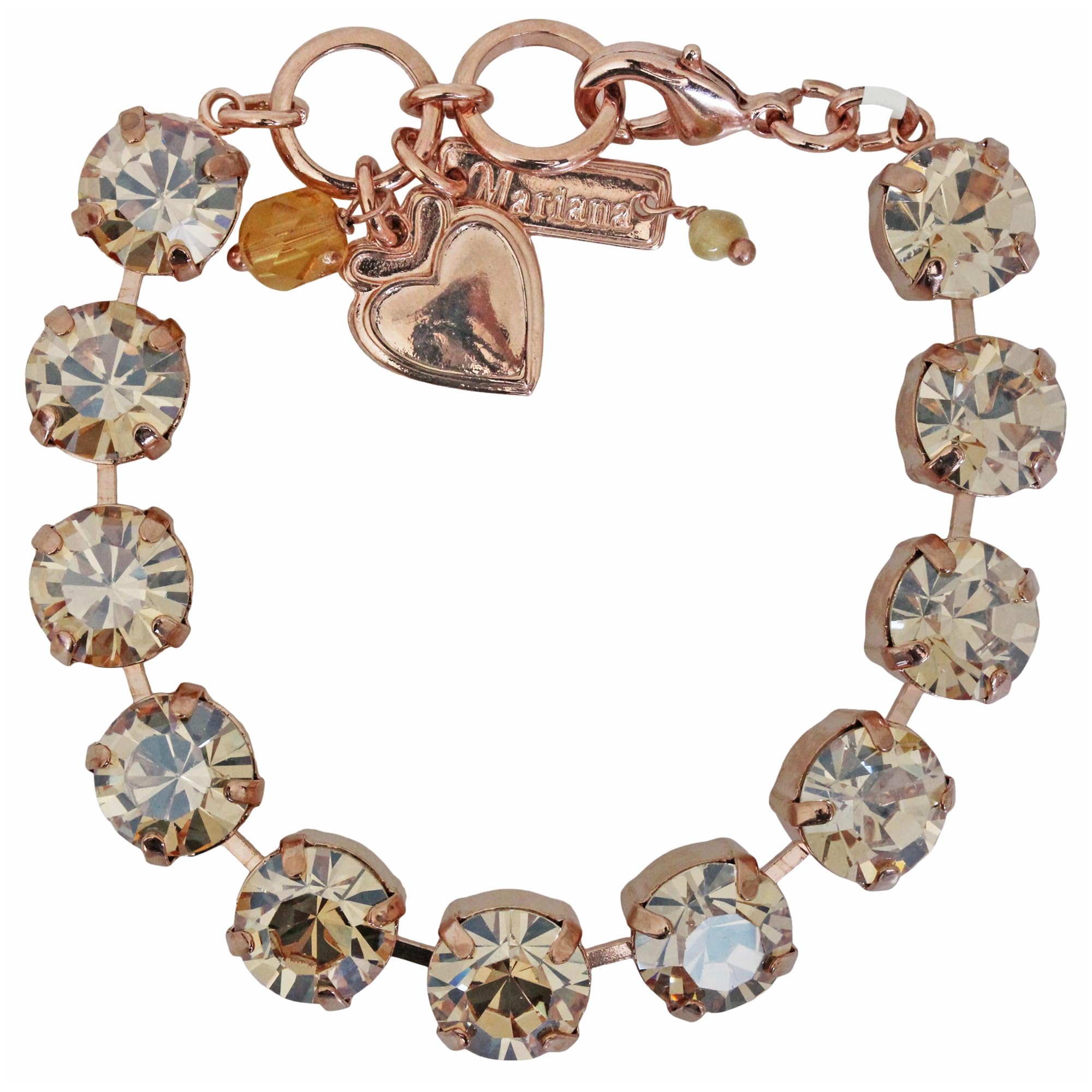 Mariana Rose Gold-Tone Large Classic Crystal Tennis Bracelet - Golden Shadow 4474 216216RG | Elegant Jewelry for Women, Perfect for Weddings, Parties & Special Occasions
