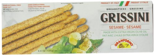 Granforno Grissini Breadsticks, Sesame Flavor, 4.4-Ounce (Pack of 12) - Crunchy Italian Snack for Parties, Charcuterie Boards & Wine Pairings