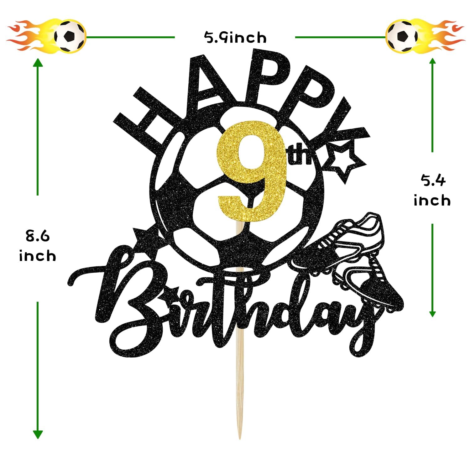 9th Birthday Cake Topper - Soccer Theme Party Decorations for Boys & Girls | Football Player Cake Topper for 9 Year Old Birthday Party | Perfect for Soccer-Themed Birthday Cakes, Cupcakes & Party Decor