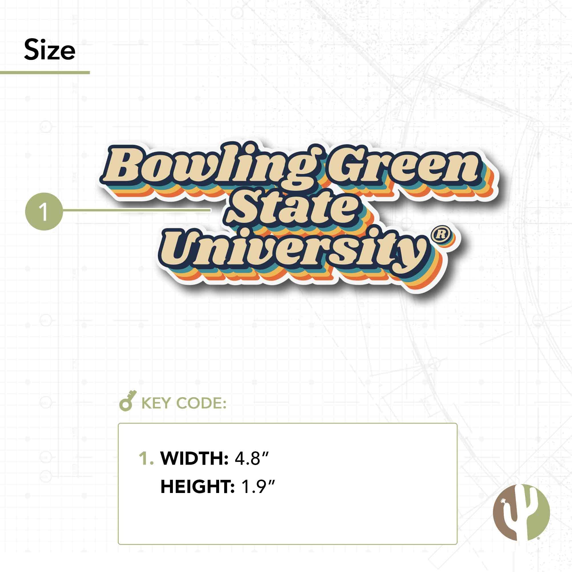 BGSU Falcons Vinyl Decal Sticker - Desert Cactus Design for Laptop, Water Bottle, Car & Scrapbook - Bowling Green State University 70's Retro Style Decals - Perfect for College Pride, School Spirit & Fan Gifts