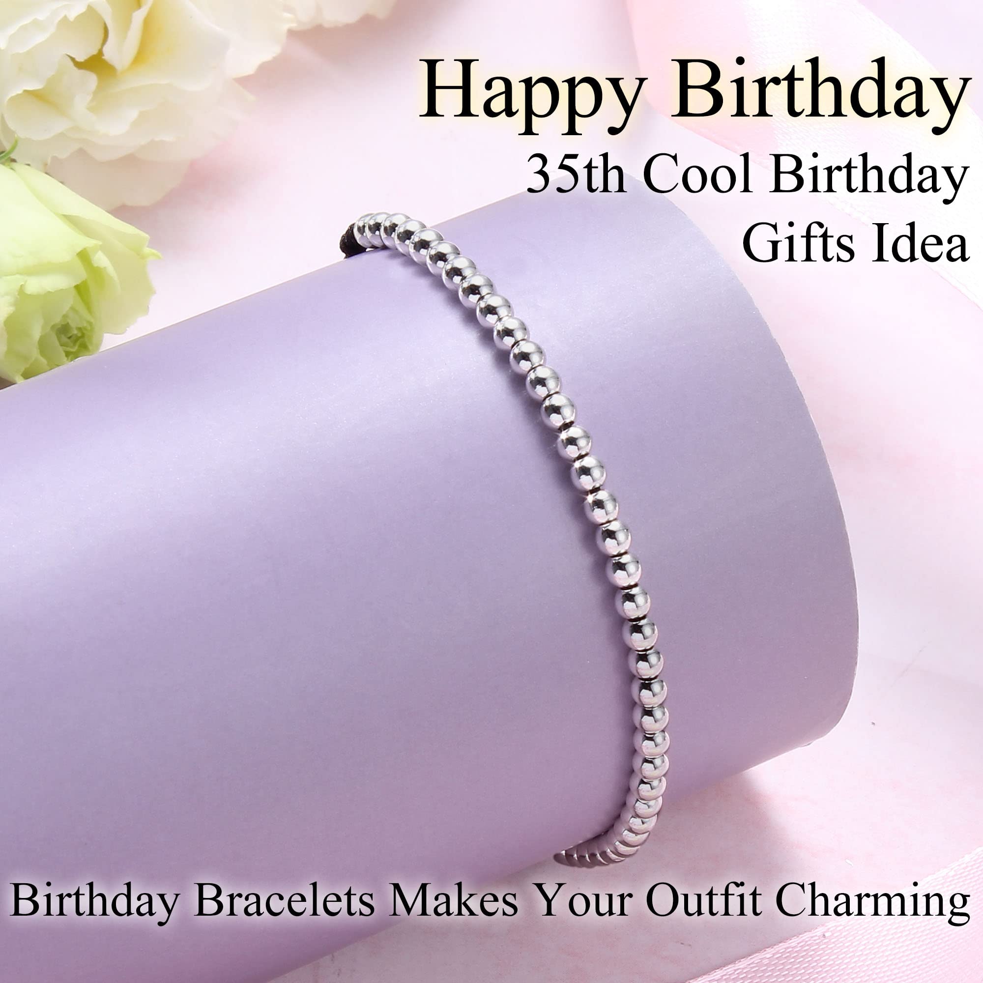 Adjustable Birthday Bracelets for Women - Silver/Gold/Rose Gold Beaded Jewelry Gift for Teen Girls, Daughter, Wife, Sister & Best Friend - Perfect for Birthdays, Christmas & Special Occasions - Ideal for Everyday Wear, Parties & Gift-Giving