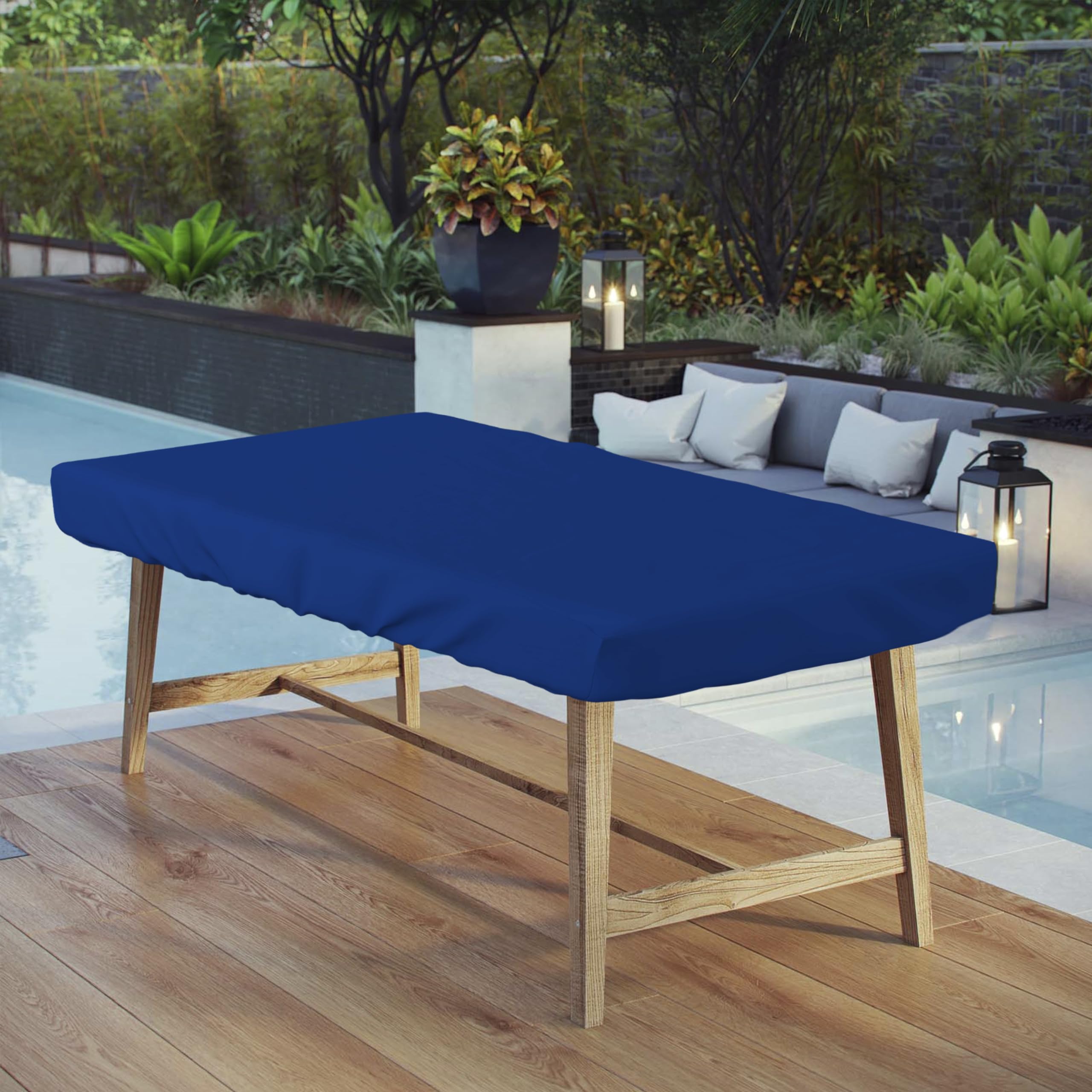 Heavy Duty 18 Oz Waterproof Rectangle Table Cover - UV & Weather Resistant Outdoor Patio Furniture Protector (85
