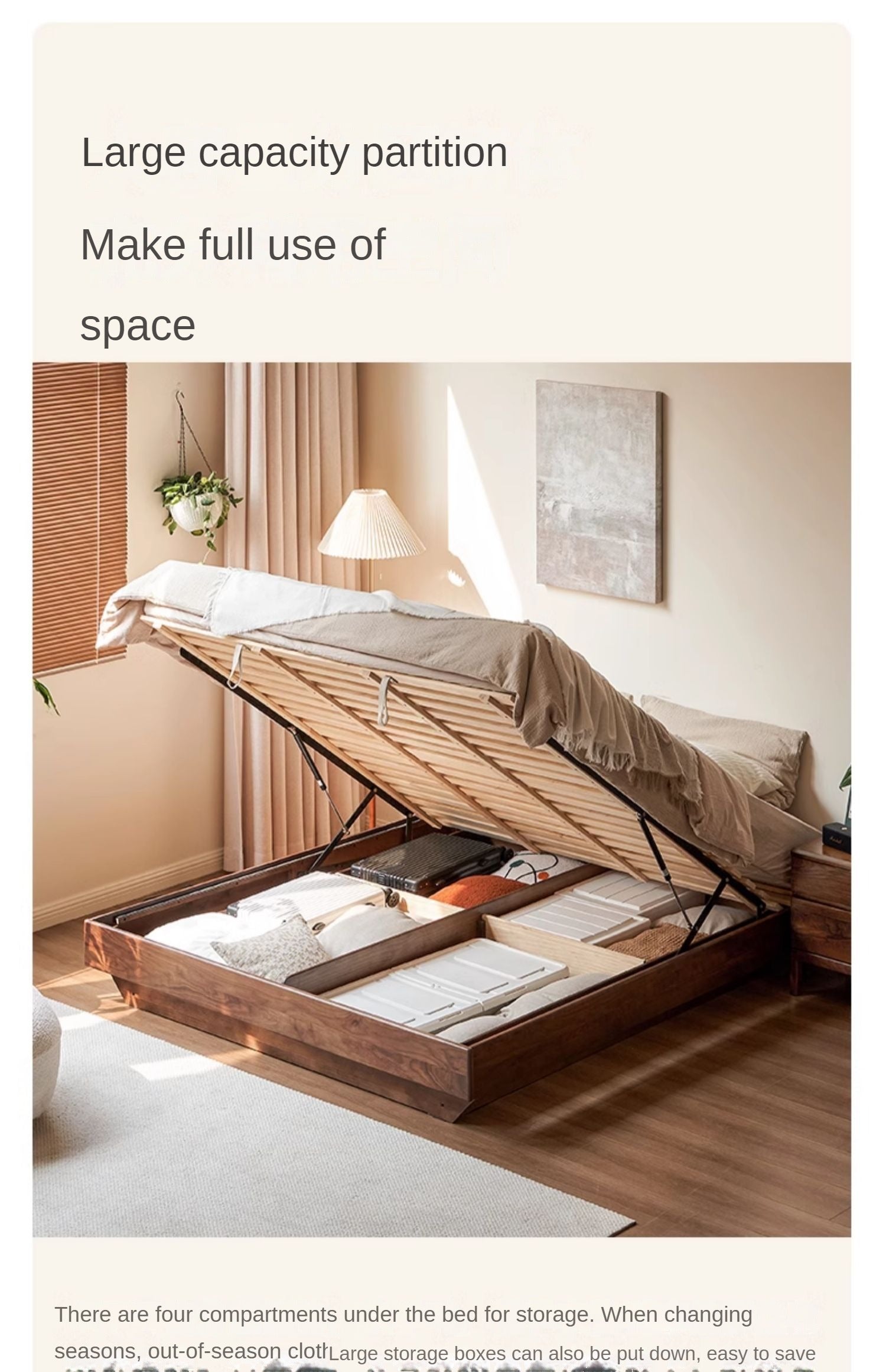 Solid Black Walnut Wood Platform Bed - No Headboard, Box Spring Free - Perfect for Modern Bedrooms & Minimalist Home Decor