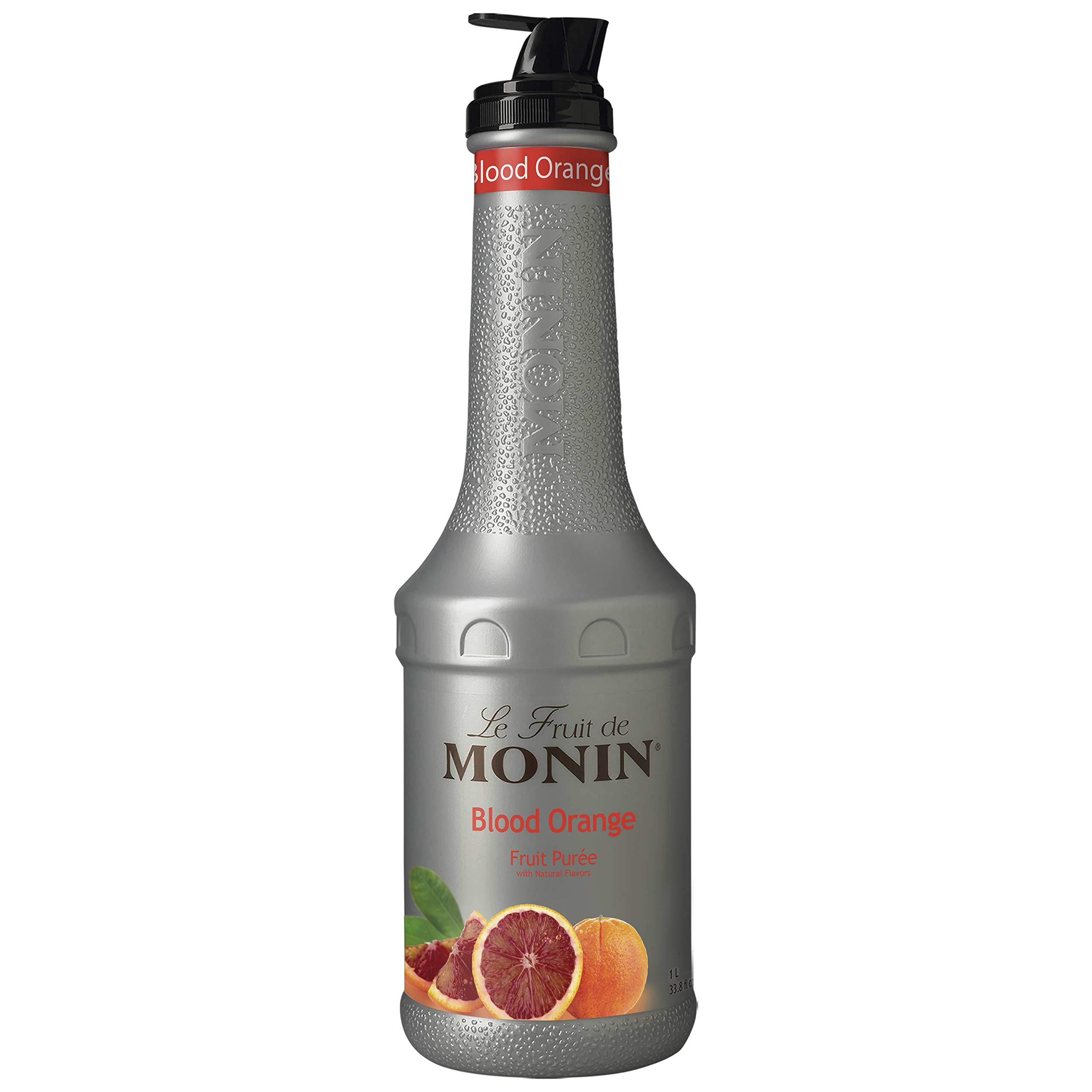 Monin Blood Orange Fruit Puree, 1 Liter (Pack of 4) - Premium Cocktail Mixer for Margaritas, Mocktails & Desserts - Perfect for Bartenders & Home Entertaining