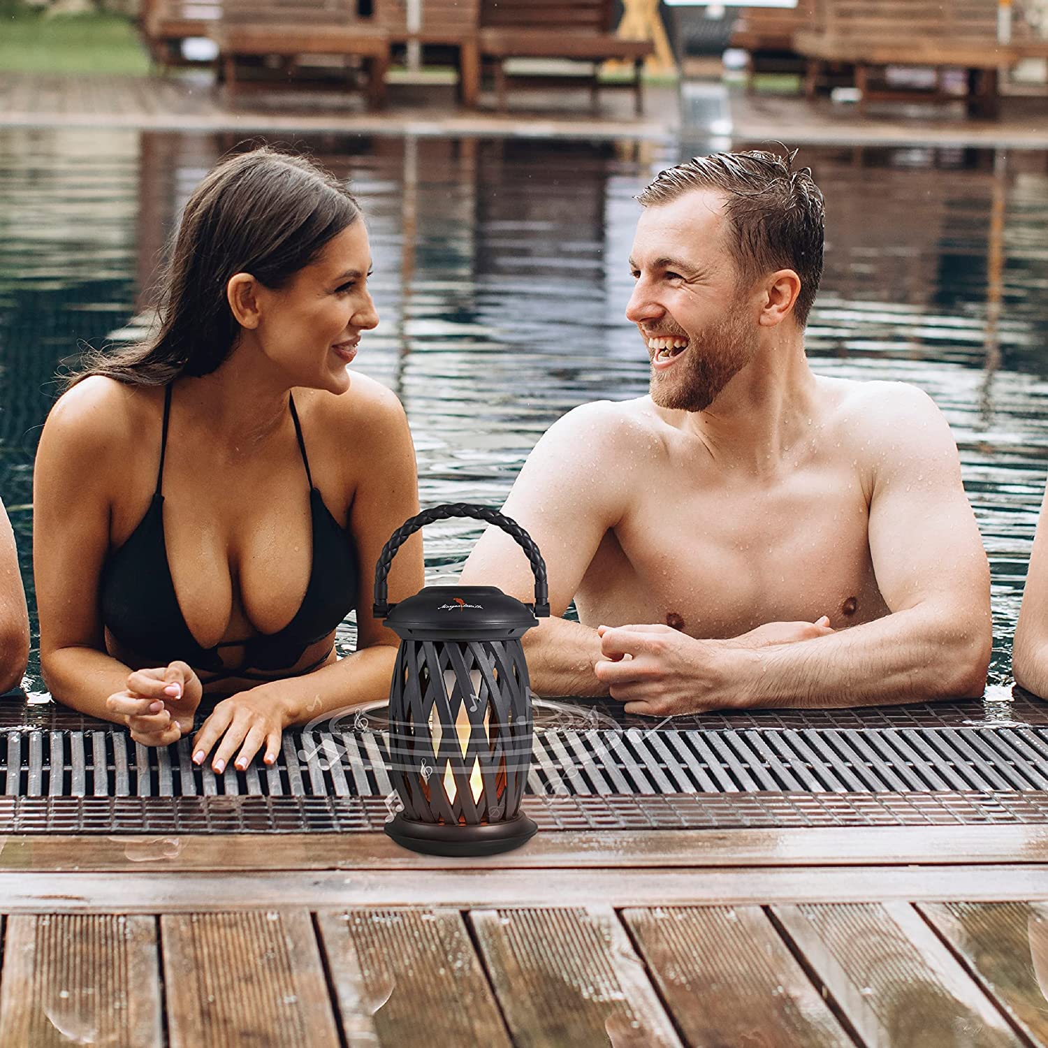 Margaritaville Tiki Torch Waterproof Bluetooth Speaker - Portable Outdoor Party Speaker with Flickering LED Lights & Long Battery Life (2 Pack) | Perfect for Beach Parties, Backyard BBQs, Poolside Gatherings & Camping Trips
