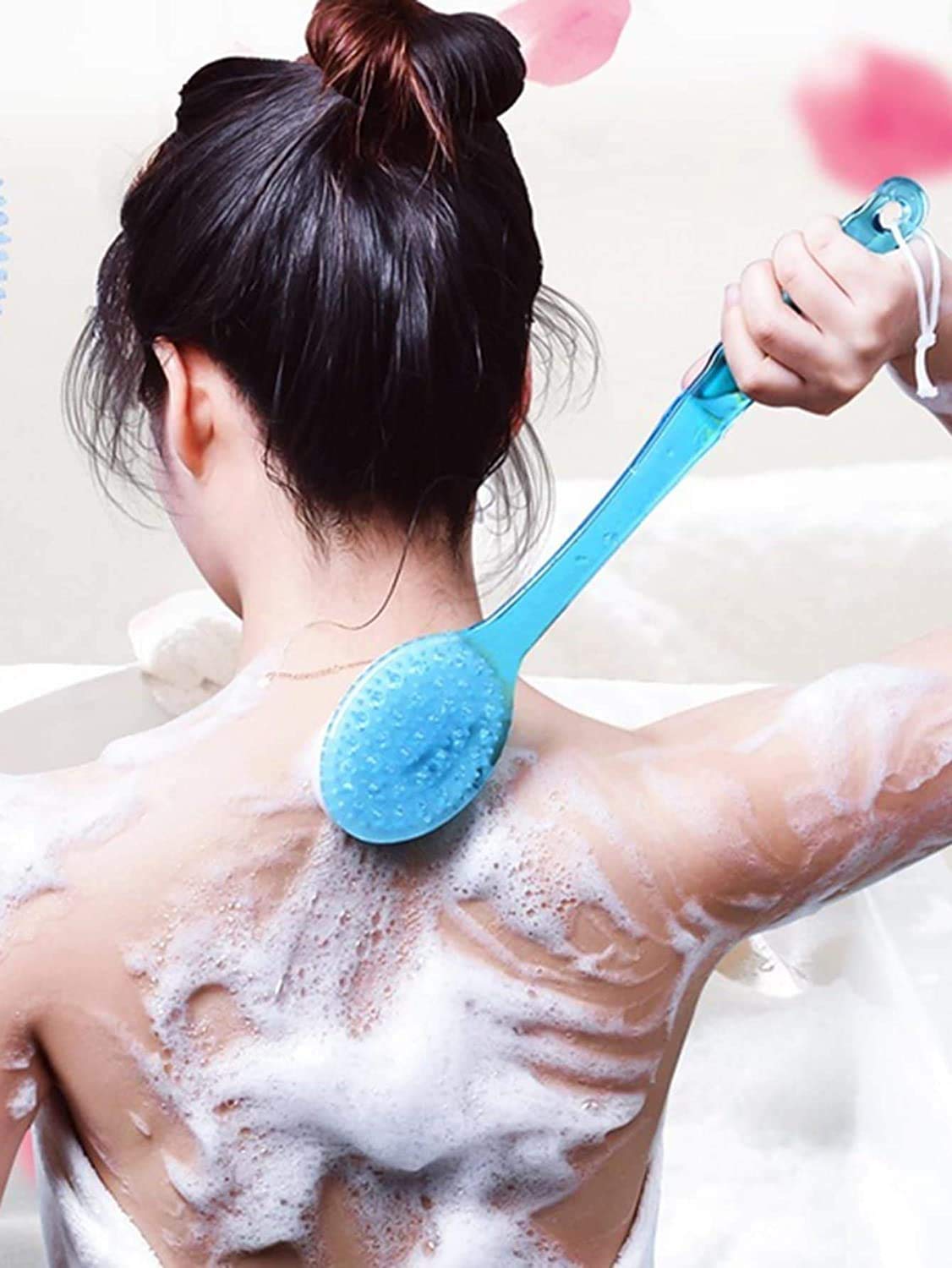 BOXO Full Body Bath & Shower Brush with Long Handle - Exfoliating Back Scrubber & Massager for Deep Cleaning - Pack of 1 - Perfect for Spa Day, Dry Skin Care & Relaxing Bath Time