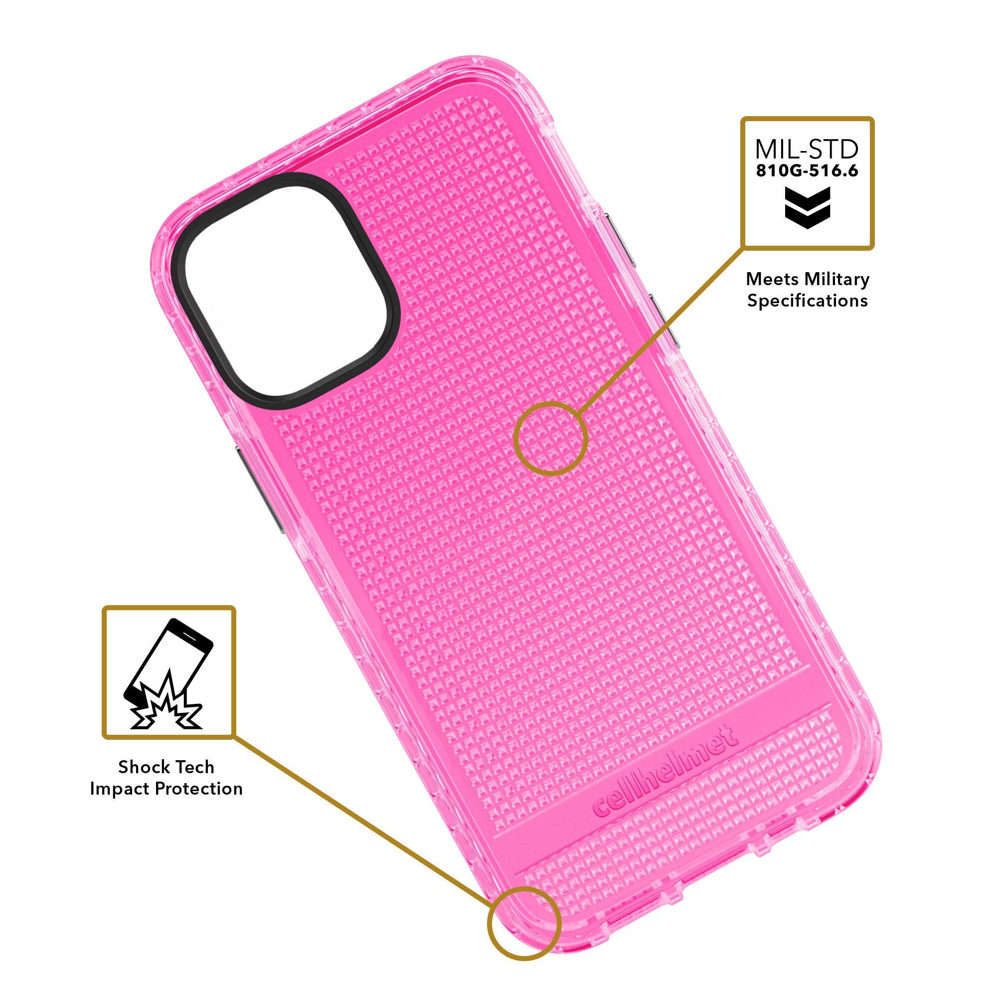 Cellhelmet Altitude X Series Pink Shockproof Phone Case for iPhone 12/12 Pro | Durable Protection | Retail Packaging | Perfect for Outdoor Adventures & Daily Use