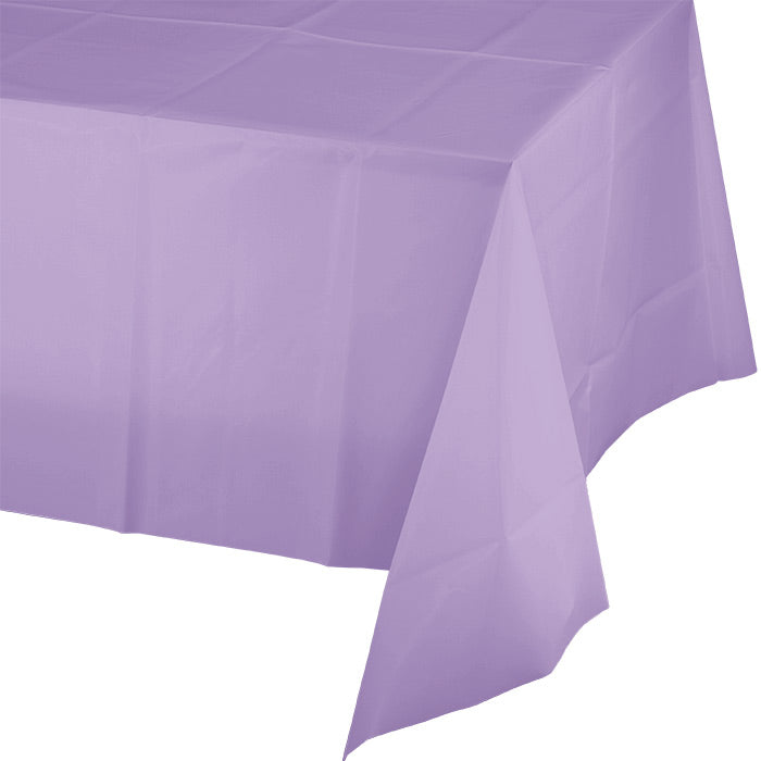 12-Piece Bulk Lavender Plastic Tablecloths 54