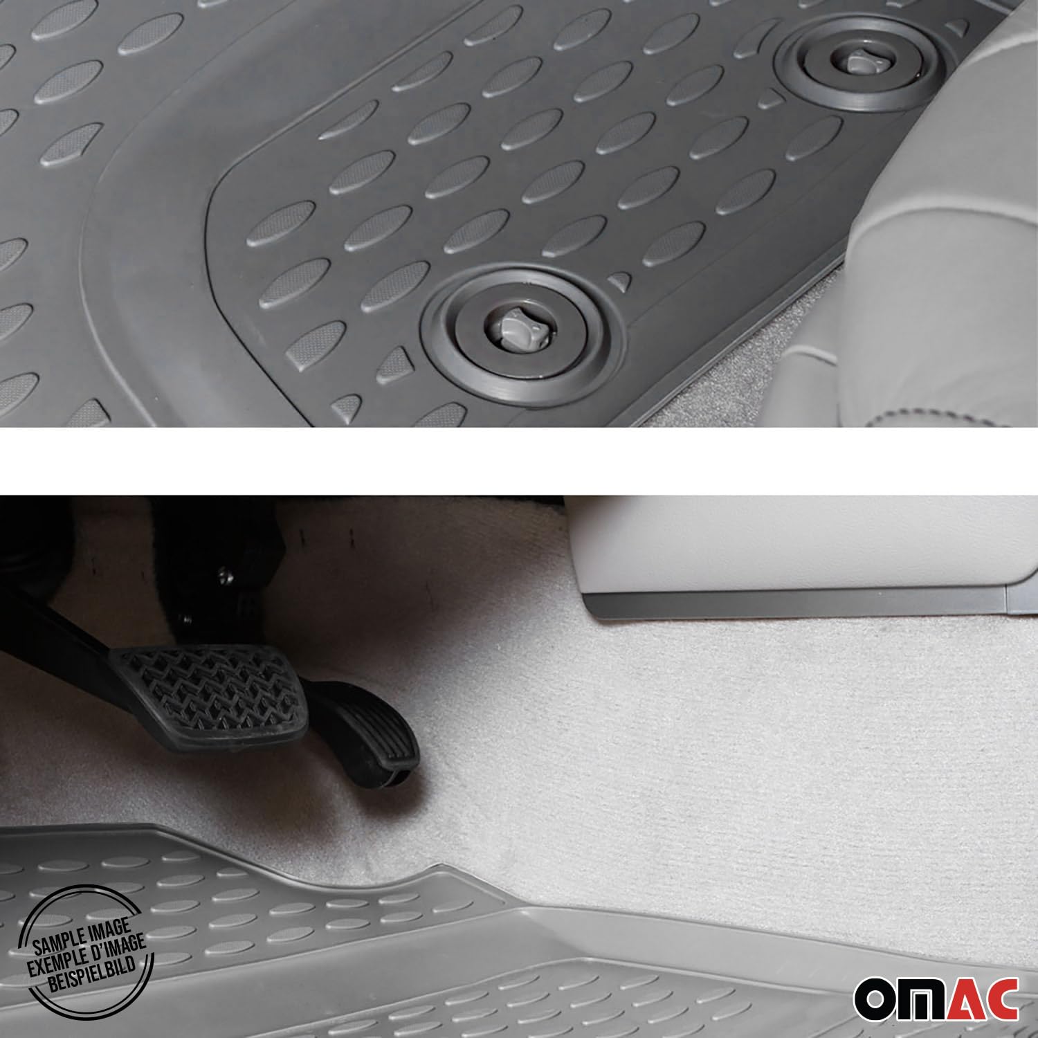 OMAC All-Weather 3D Custom Fit Floor Mats for Toyota Sienna 7 Seats (2013-2020) | TPE Rubber Car Mats | Waterproof, Odorless, Non-Slip Floor Liners | Laser Measured Perfect Fit | Gray | Ideal for Family Trips, Daily Commute & Outdoor Adventures