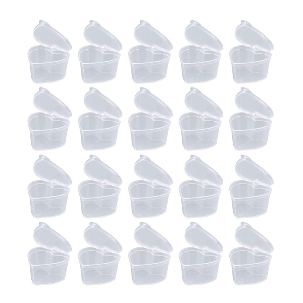 Heallily 50pcs Heart Shaped Storage Boxes - Clear Plastic Slime Containers with Hinged Lids for Jewelry, Cosmetics & Small Organizers | Perfect for DIY Crafts, Party Favors & Home Organization