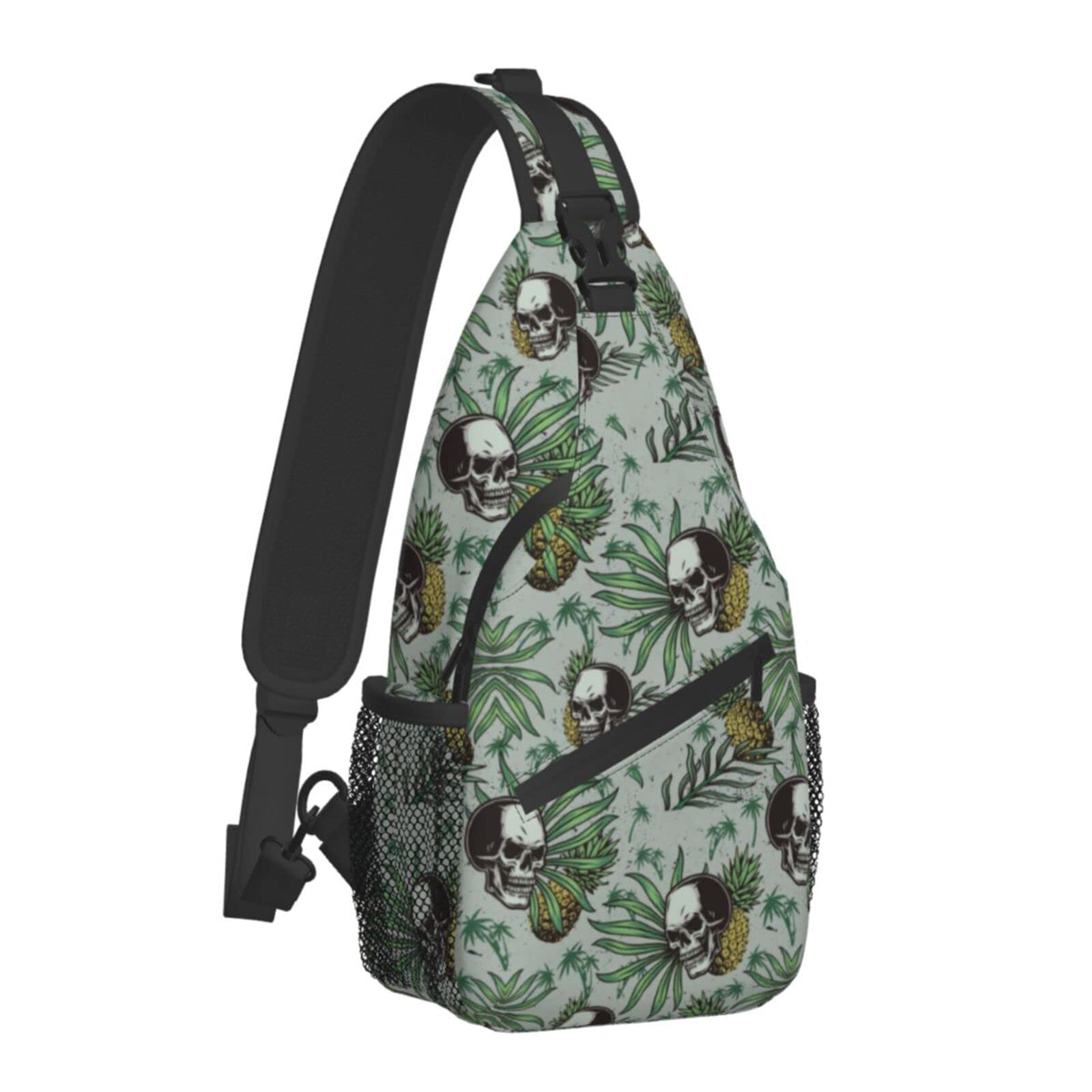 Skull Palm Leaves Sling Bag - Women's Crossbody Purse for Travel & Hiking