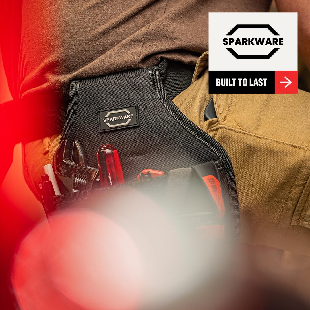 Heavy Duty Tool Belt for Men - Black Canvas Utility Belt with Pouch for Electricians, Carpenters & Construction Workers | Durable Tool Organizer for Hammer, Screwdrivers & Power Tools | Perfect for Job Sites & DIY Home Projects