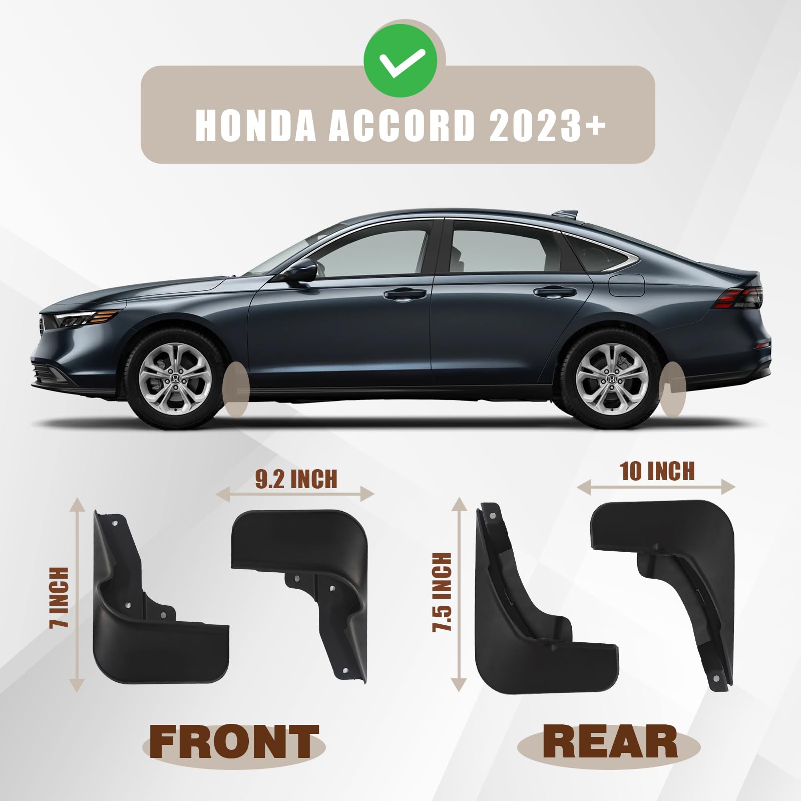 Muslogy Mud Flaps for Honda Accord 11th Gen 2023-2024 - Front & Rear Splash Guards (4Pcs) - No Drilling Required - Durable Fender Protection - Perfect for All-Weather Driving & Off-Road Adventures