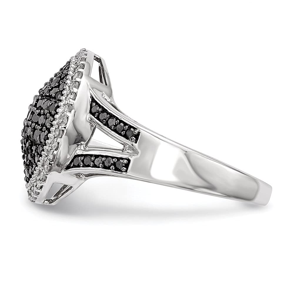 925 Sterling Silver 0.77ct Black & White Diamond Ring for Women | Elegant Wedding, Engagement & Anniversary Jewelry Gift | Diamond2Deal
