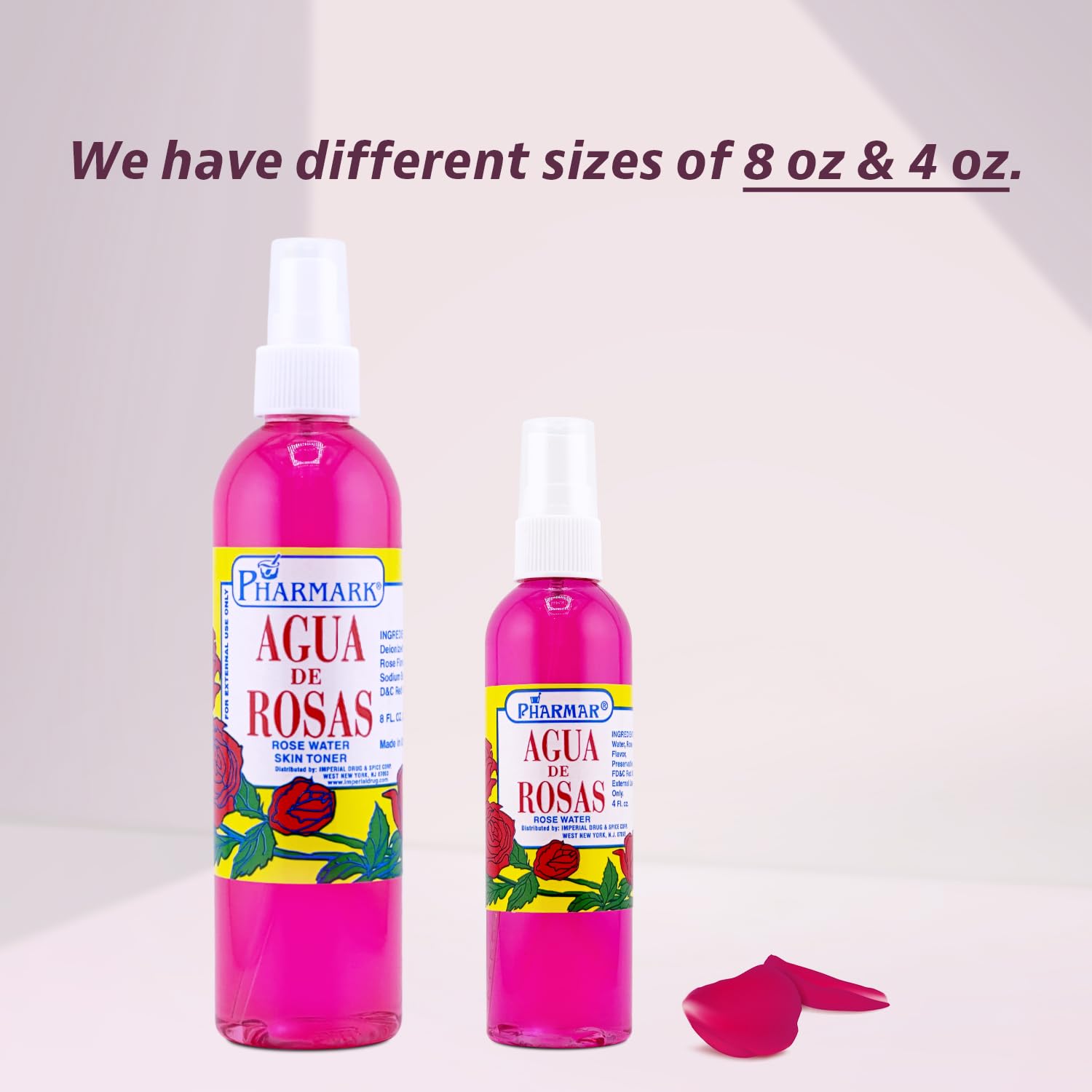 Agua De Rosas 4 Oz. Rose Water - 100% Pure Natural Facial Toner & Hydrating Mist for Skin Care, Hair Refresh & Aromatherapy - Perfect for Daily Beauty Routine, Spa Treatments & Relaxation