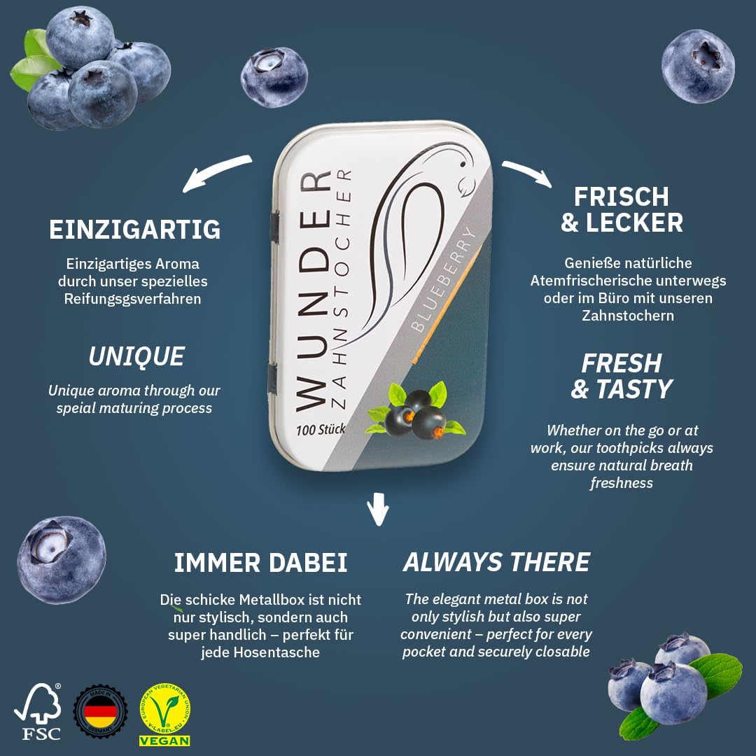 Wonder Toothpick - Flavored Toothpicks for Fresh Breath & Nail Biting Prevention | Sugar-Free, Vegan Teeth Cleaning On-The-Go | Perfect for Travel, Office & After Meals