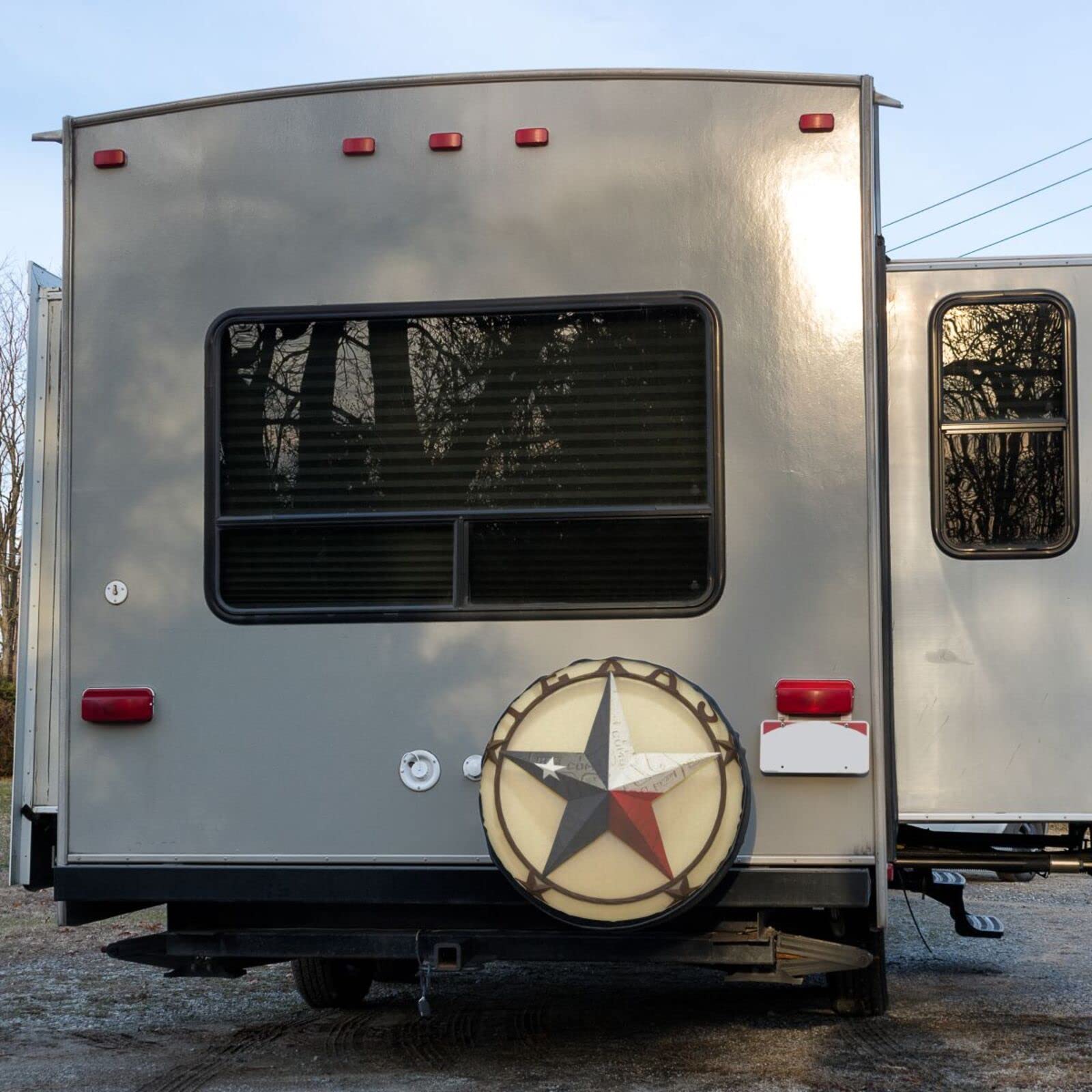 Western Texas Stars Spare Tire Cover - 15 Inch Dust-Proof Wheel Protector for Trailers, RVs, SUVs & Vehicles | Perfect for Road Trips & Outdoor Adventures