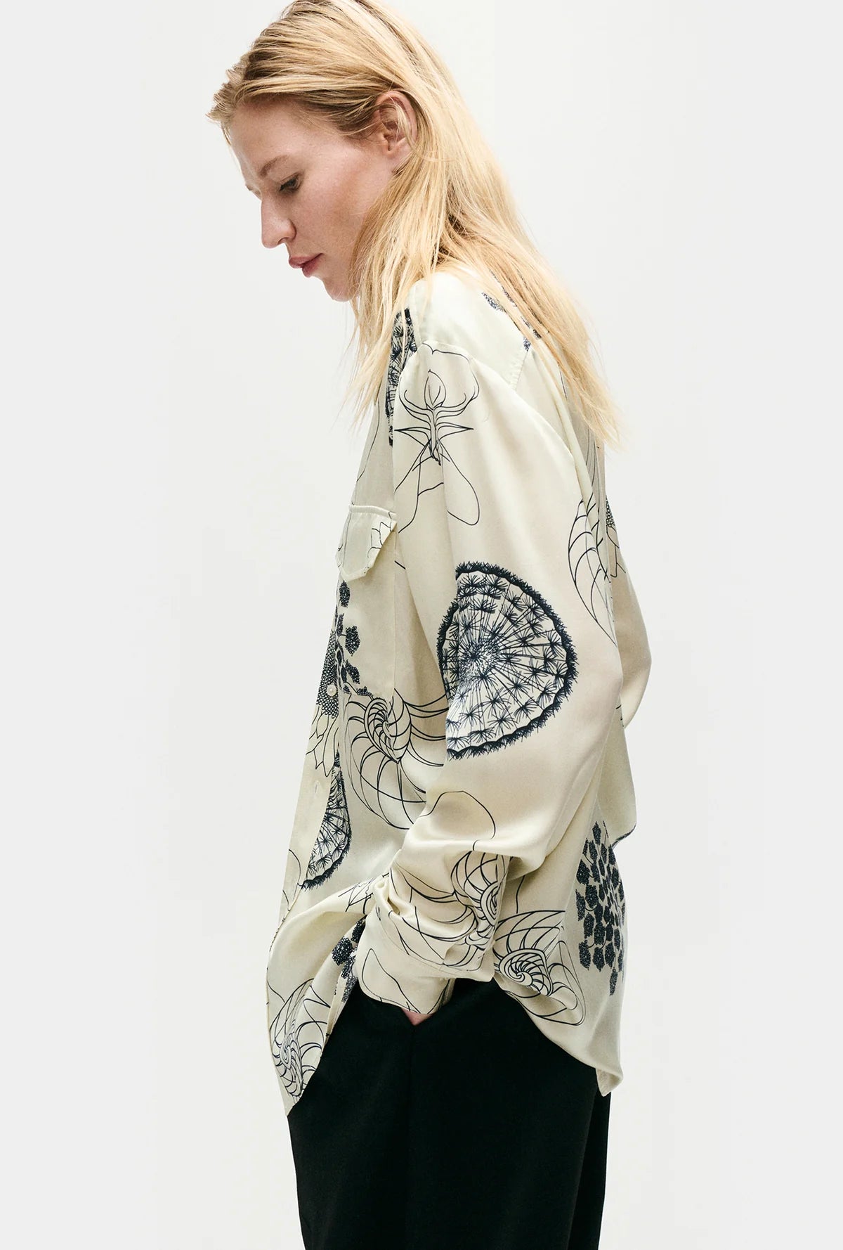 Fibonacci Boyfriend Shirt in Off White - Oversized Casual Button Down Shirt for Women - Perfect for Layering, Office Wear & Weekend Outfits