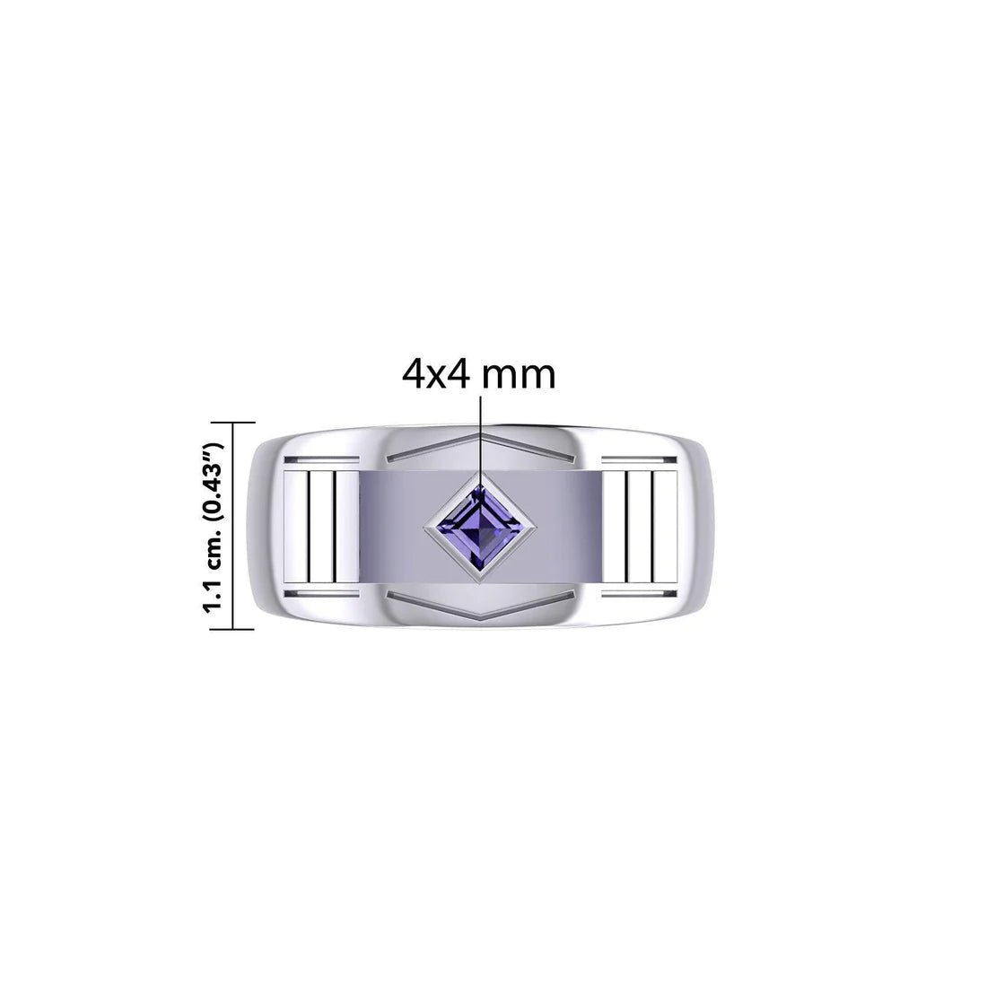 Sterling Silver Modern Ring with Inlaid NA Recovery Symbol - Elegant Jewelry for 12 Step Program, Sobriety Gifts & Addiction Recovery Support (TRI2437)
