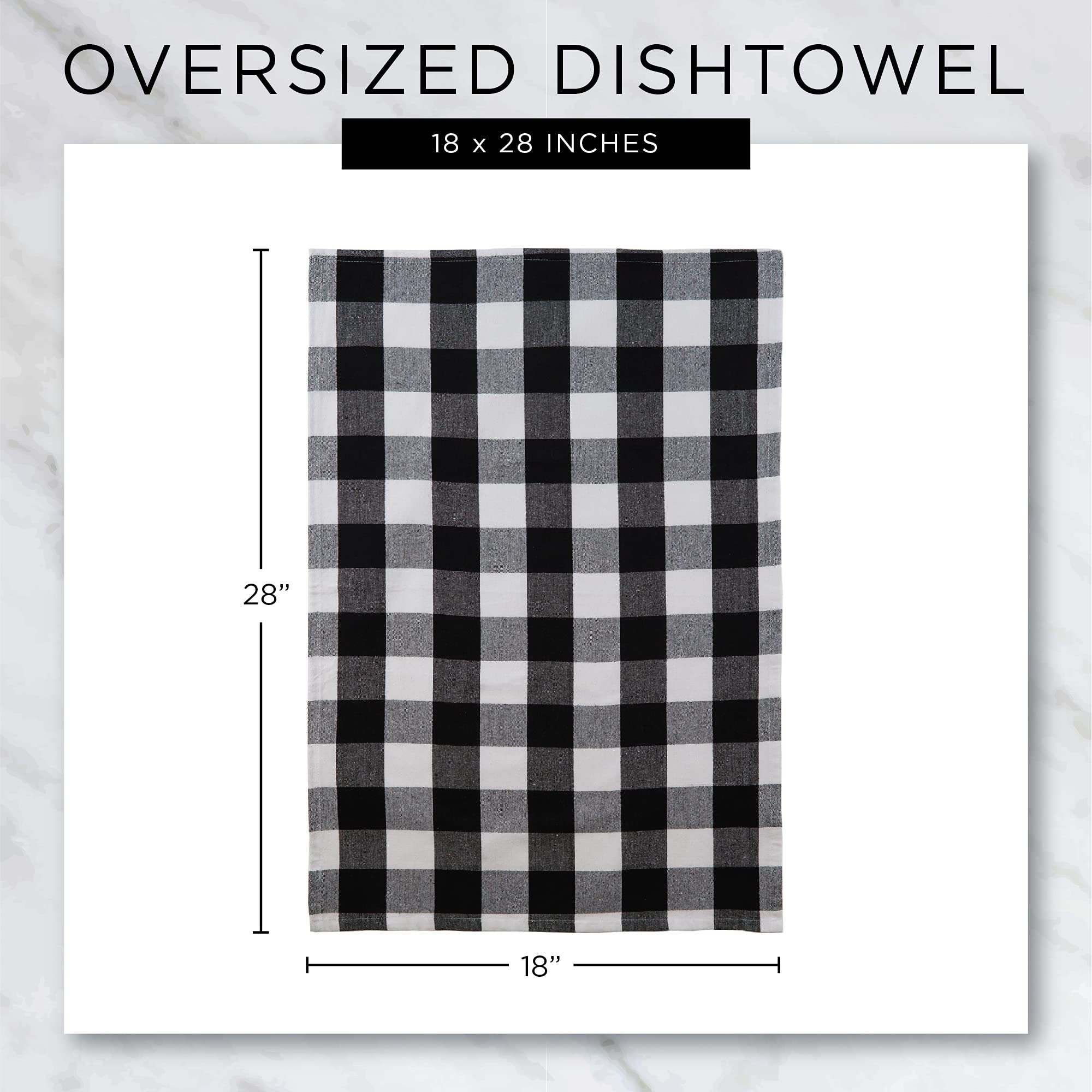 DII Washed Waffle Weave Dish Towel Set - 2 Pack, 18x28 Inches, Red Cider Check Pattern - Absorbent Kitchen Towels for Drying Dishes, Cleaning & Decor