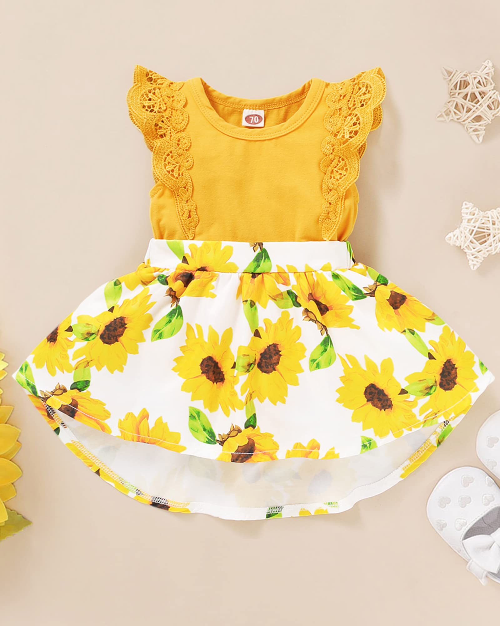 OLLUISNEO Newborn Baby Girl Summer Dress - Floral Short Sleeve Cotton Outfit for 0-24 Months | Perfect for Photoshoots, Parties & Outdoor Activities