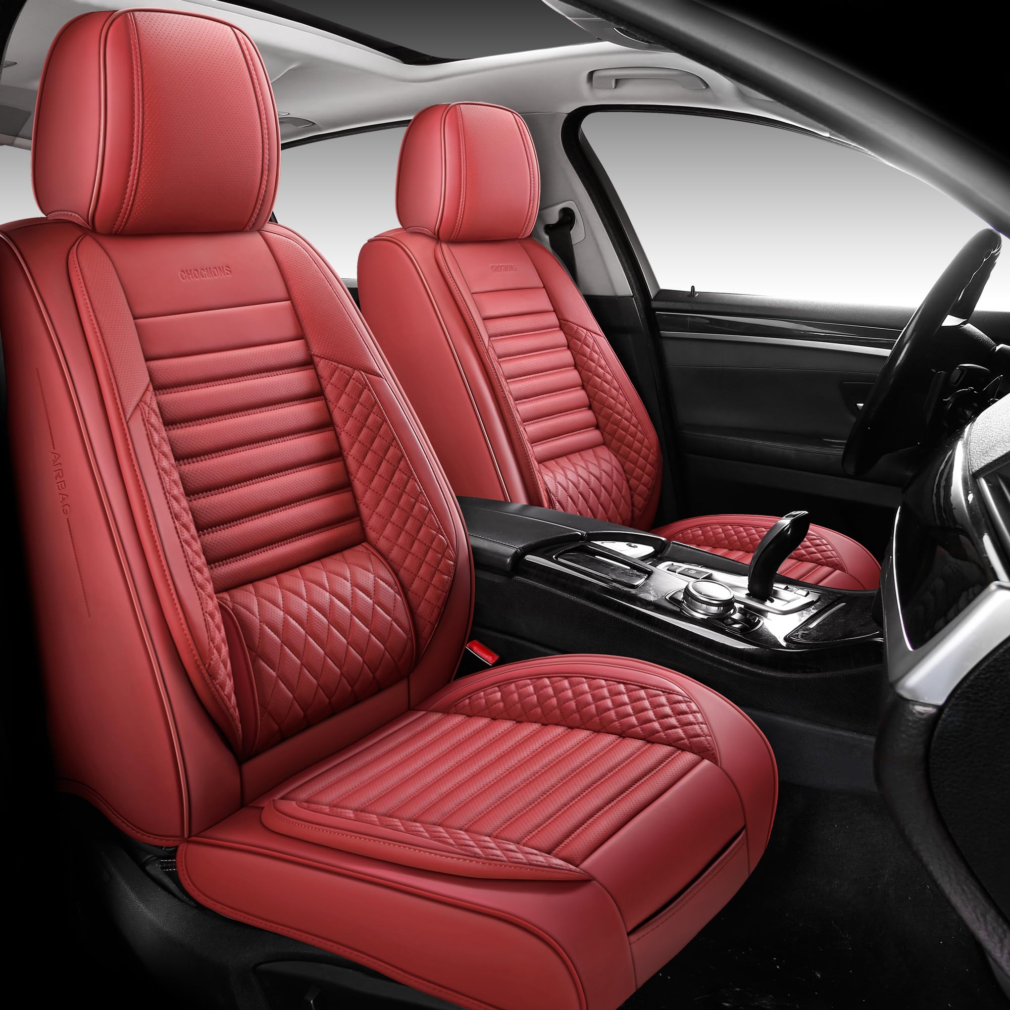 Universal Waterproof Leather Car Seat Covers Full Set - Full Coverage with Lumbar Support & Airbag Compatible for SUVs, Trucks, Sedans (5-Seat) | Durable Protection for Daily Commute & Road Trips
