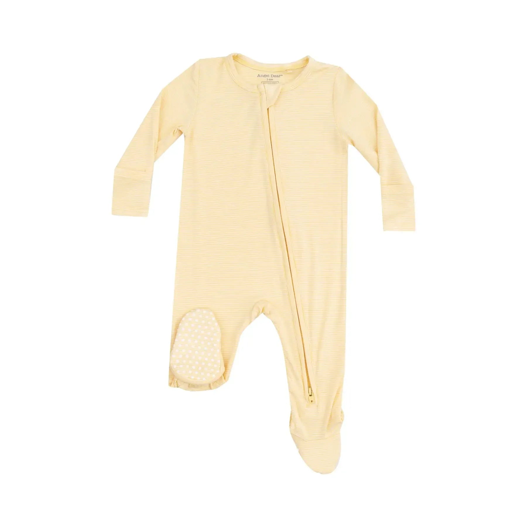 Angel Dear Two-Way Zipper Footie Pajamas - Soft Baby Sleepwear with Yellow Stripe Design | Perfect for Newborn & Infant Bedtime, Nap Time & Comfortable Playtime