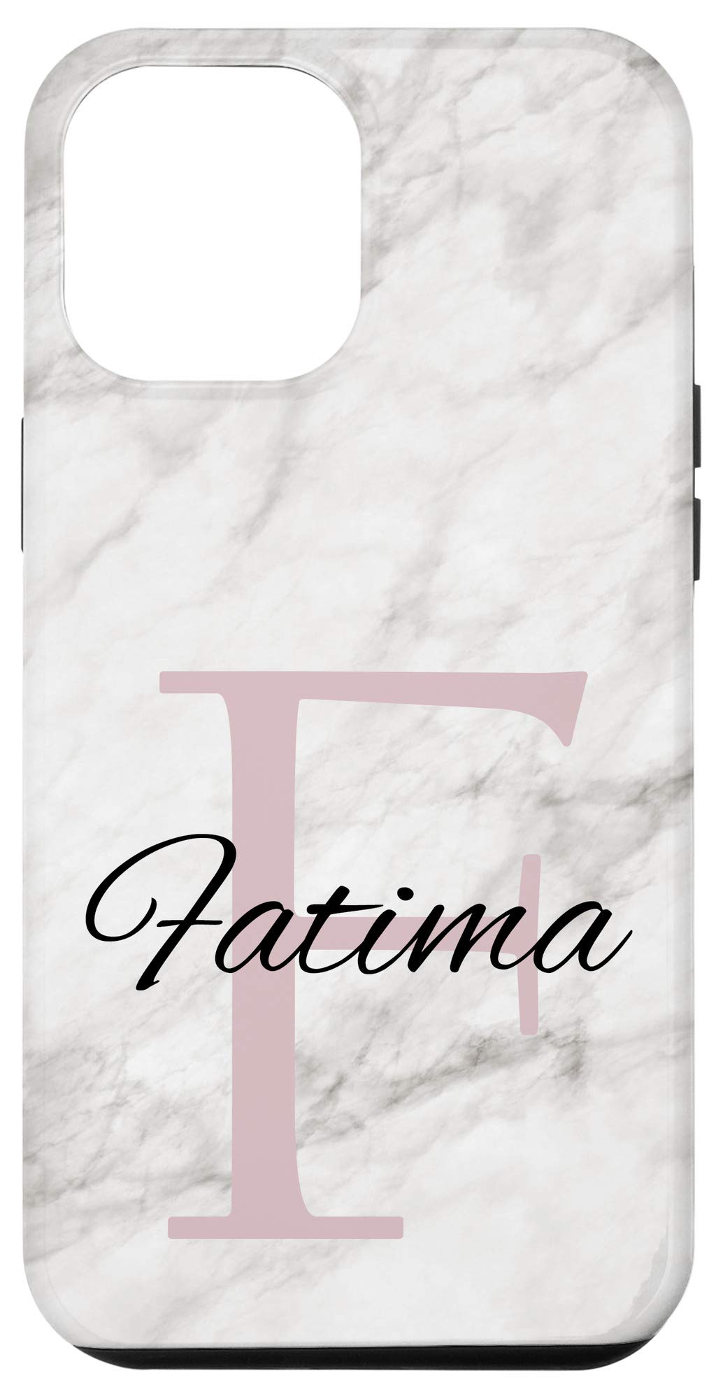 iPhone 12 Pro Max Case - Fatima Rose Pink Monogram Letter F for Women & Girls | Trendy Protective Phone Cover for Everyday Use, School & Work