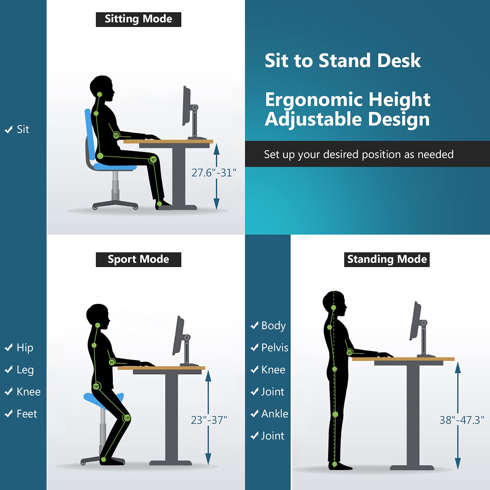 Tangkula 48 x 24 Inch Electric Standing Desk - Dual Motor Height Adjustable Sit Stand Workstation with 3-Position Memory Controller, 1