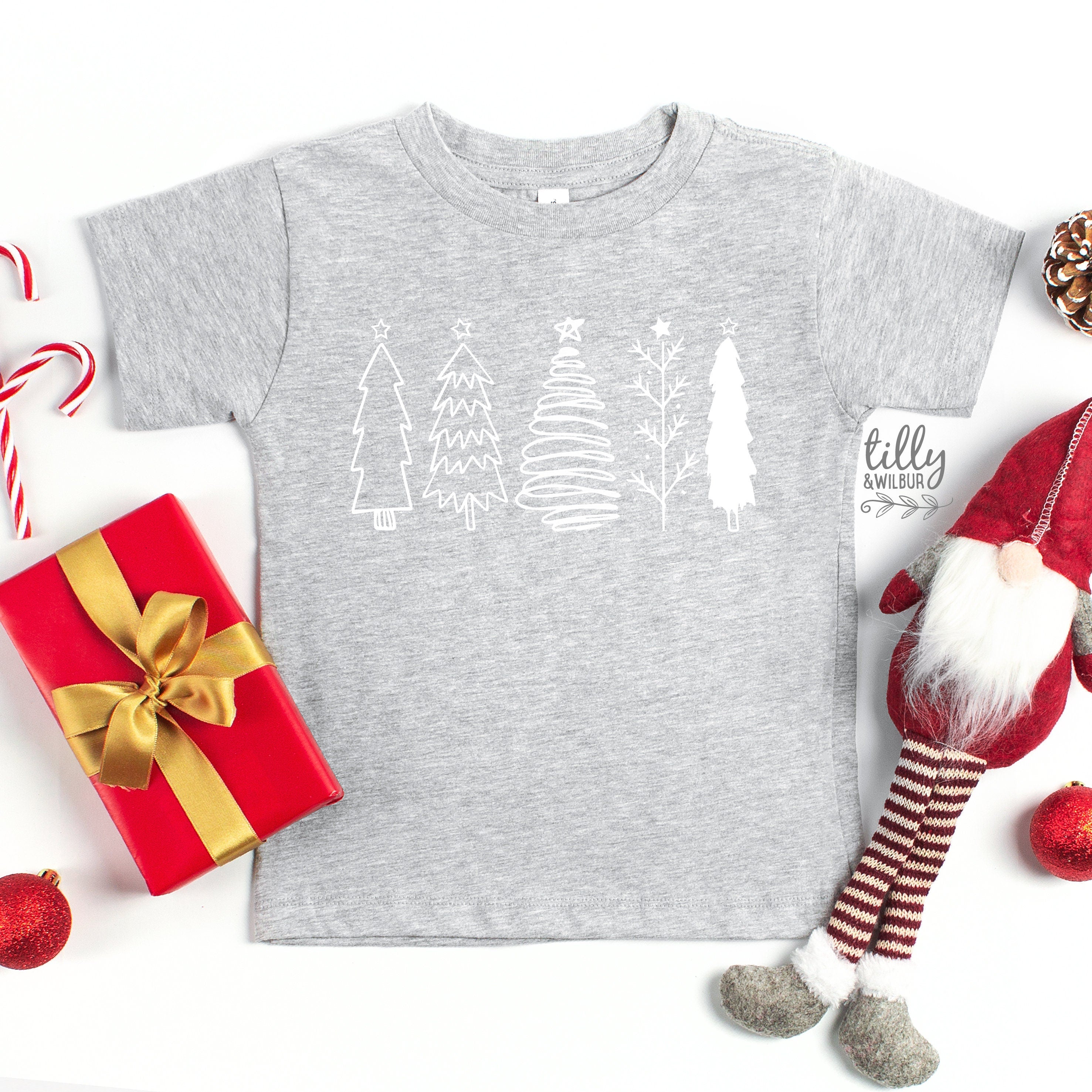 Christmas Tree Graphic T-Shirt for Women & Men - White & More Colors - Holiday Party & Casual Wear